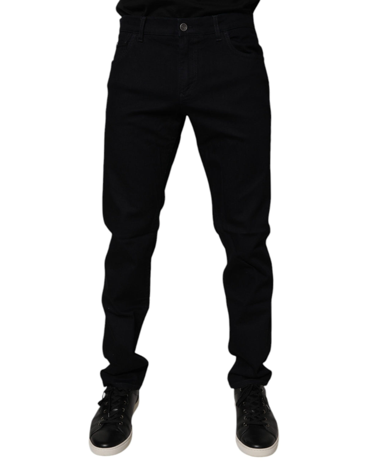New Dolce & Gabbana Black Cotton Stretch Slim Fit Men Denim Jeans