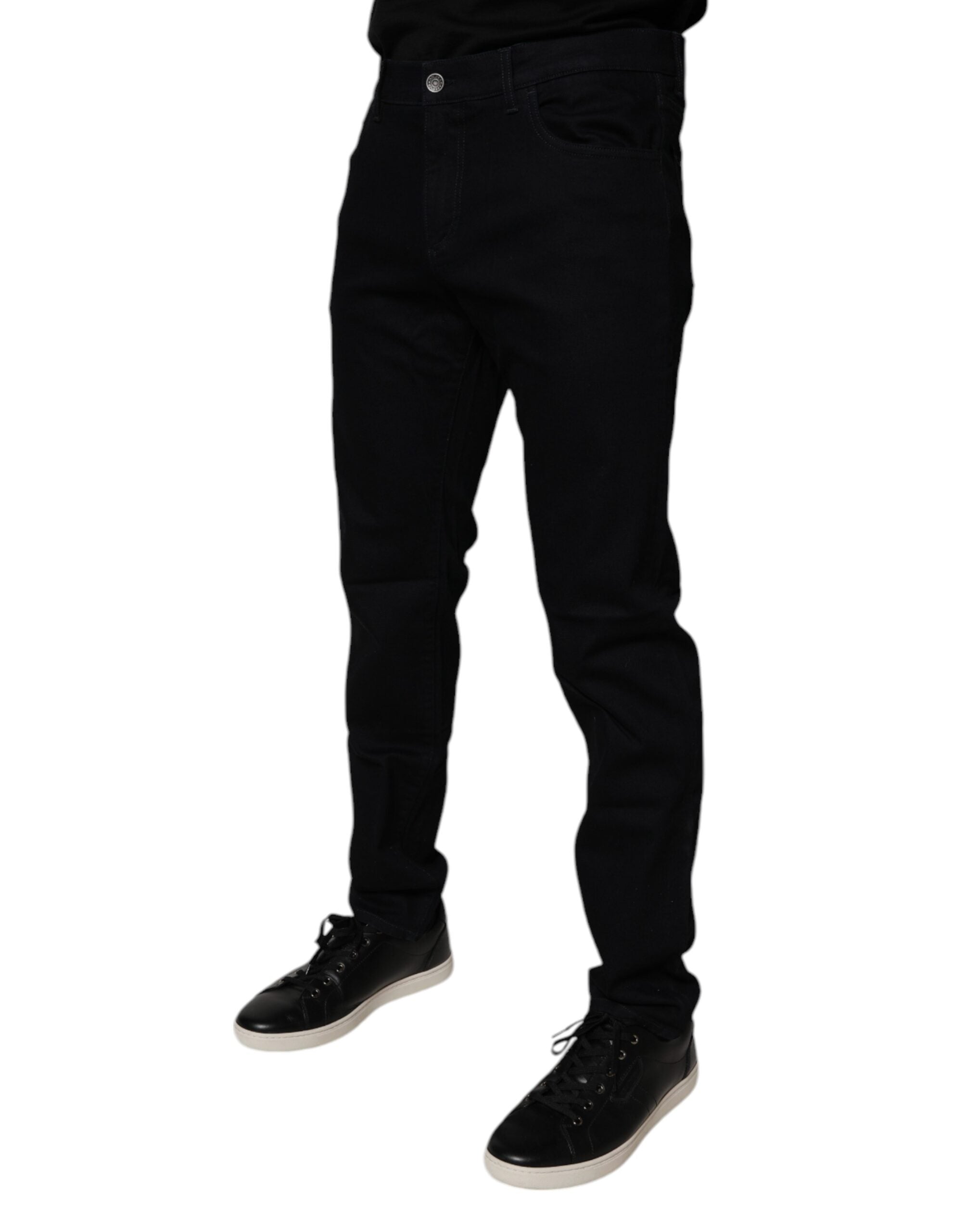 New Dolce & Gabbana Black Cotton Stretch Slim Fit Men Denim Jeans