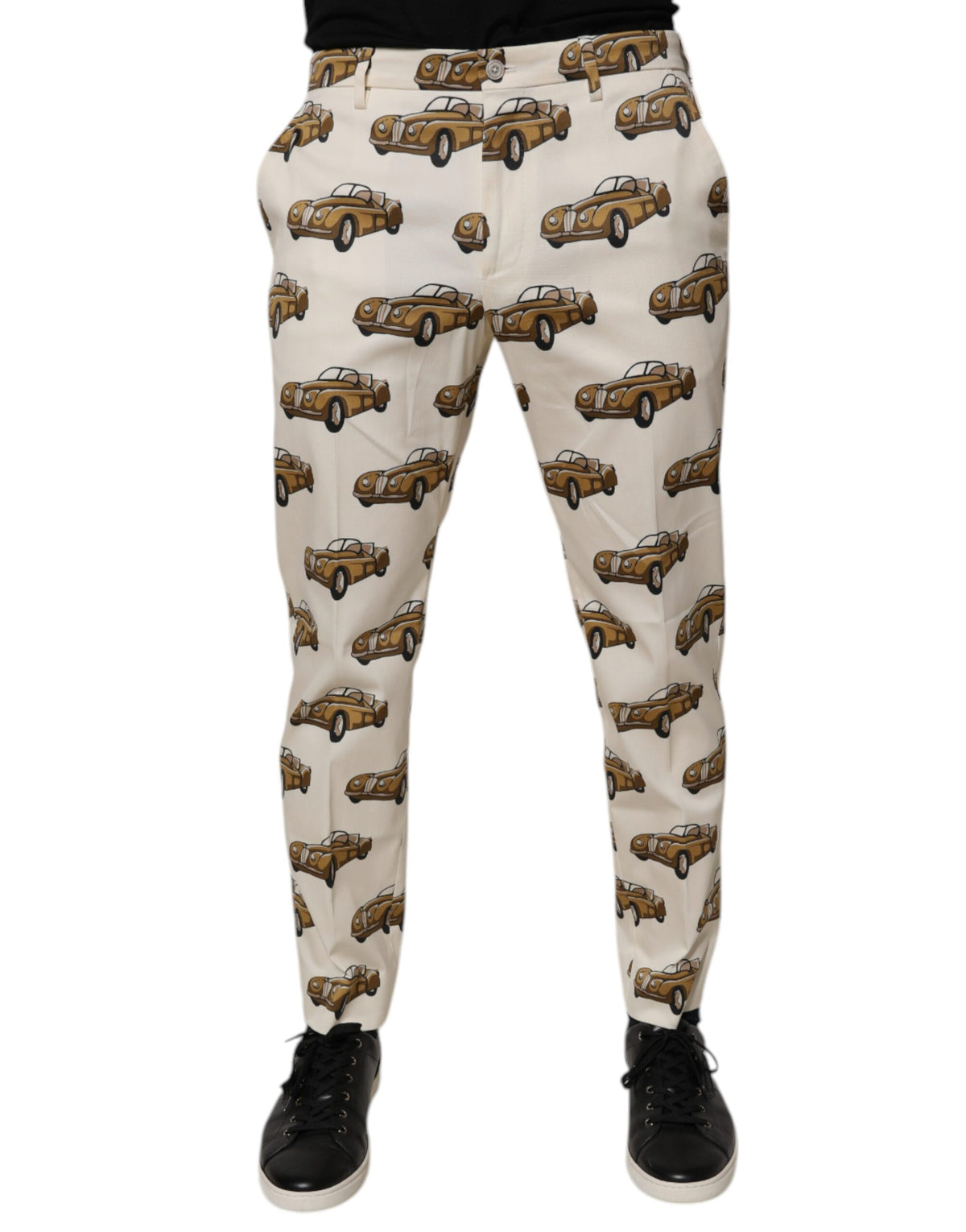 New Dolce & Gabbana Off White Cars Cotton Skinny Men Denim Jeans