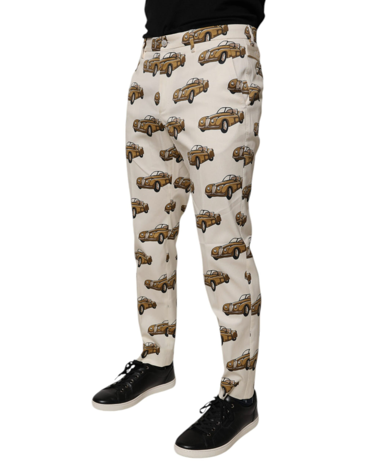 New Dolce & Gabbana Off White Cars Cotton Skinny Men Denim Jeans