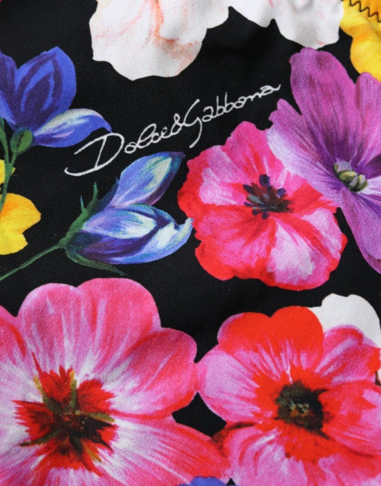 New Dolce & Gabbana Black Floral Print Swimsuit Bikini Bottom Swimwear