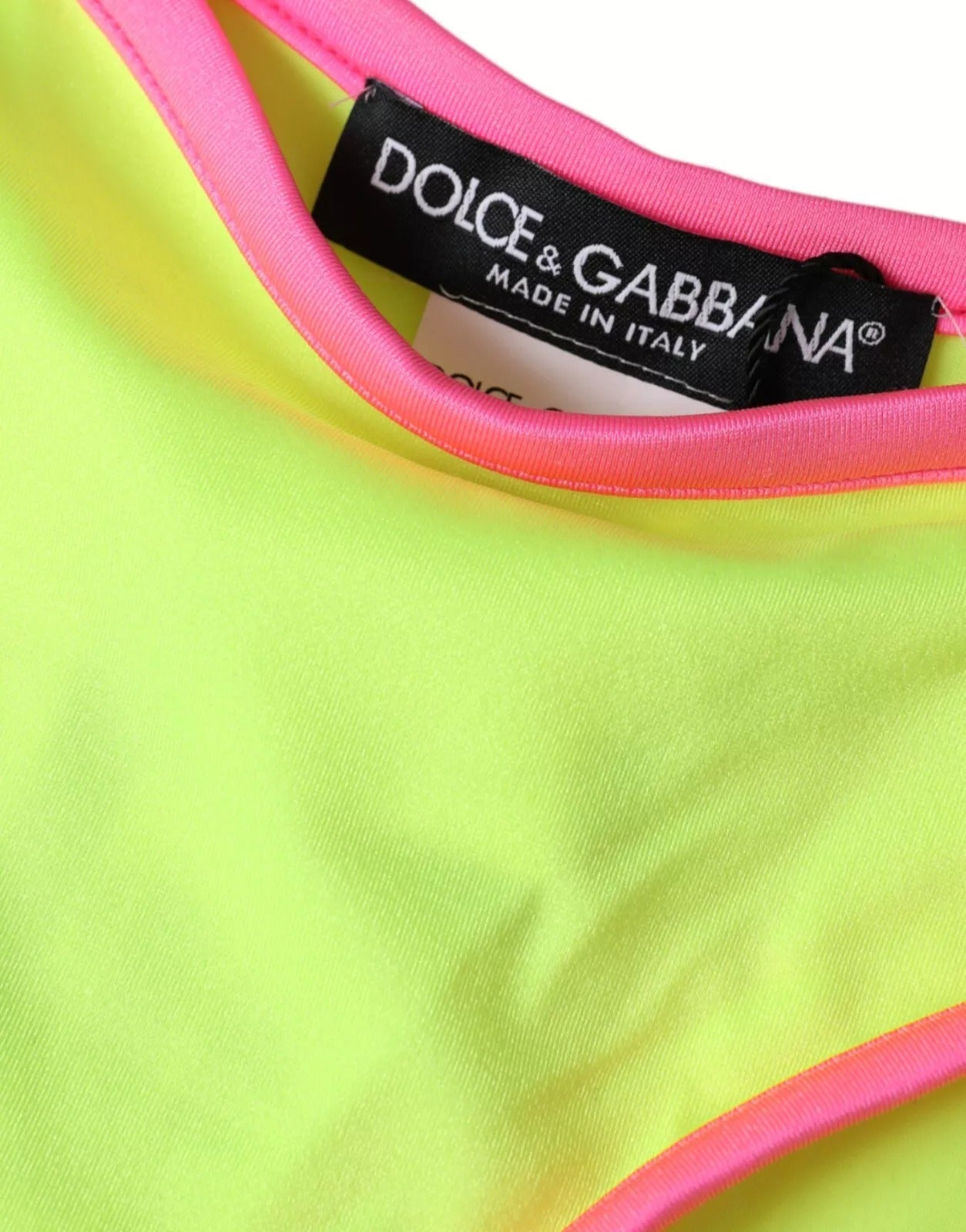 New Dolce & Gabbana Yellow Pink Nylon Swimwear Bottom Beachwear Bikini