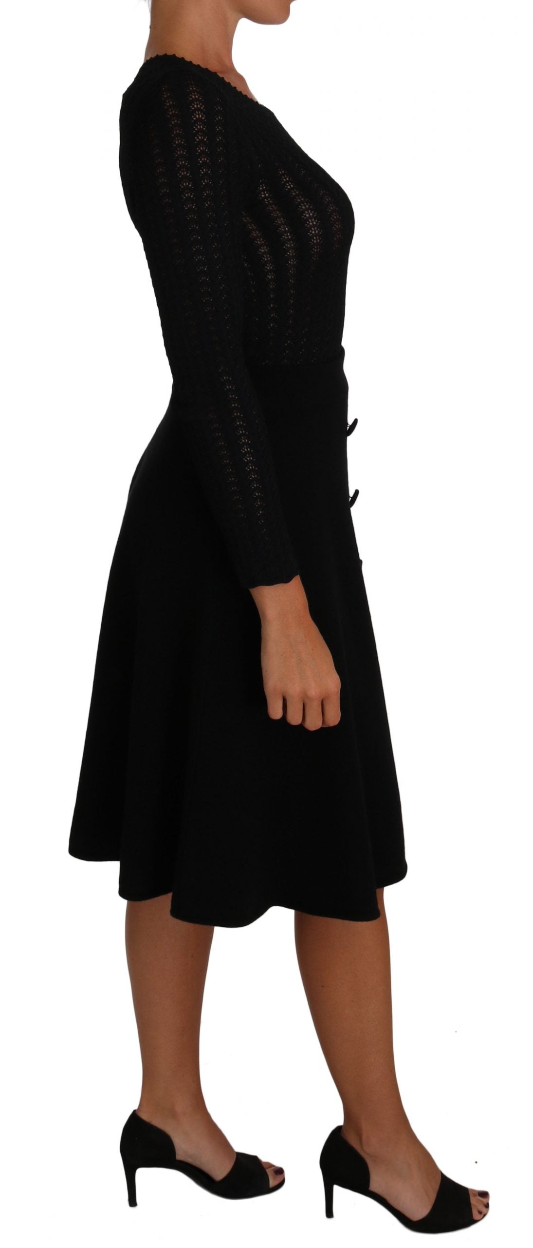 Dolce & Gabbana Black Knitted Wool Sheath Long Sleeves Dress - PreLoved & Luxe