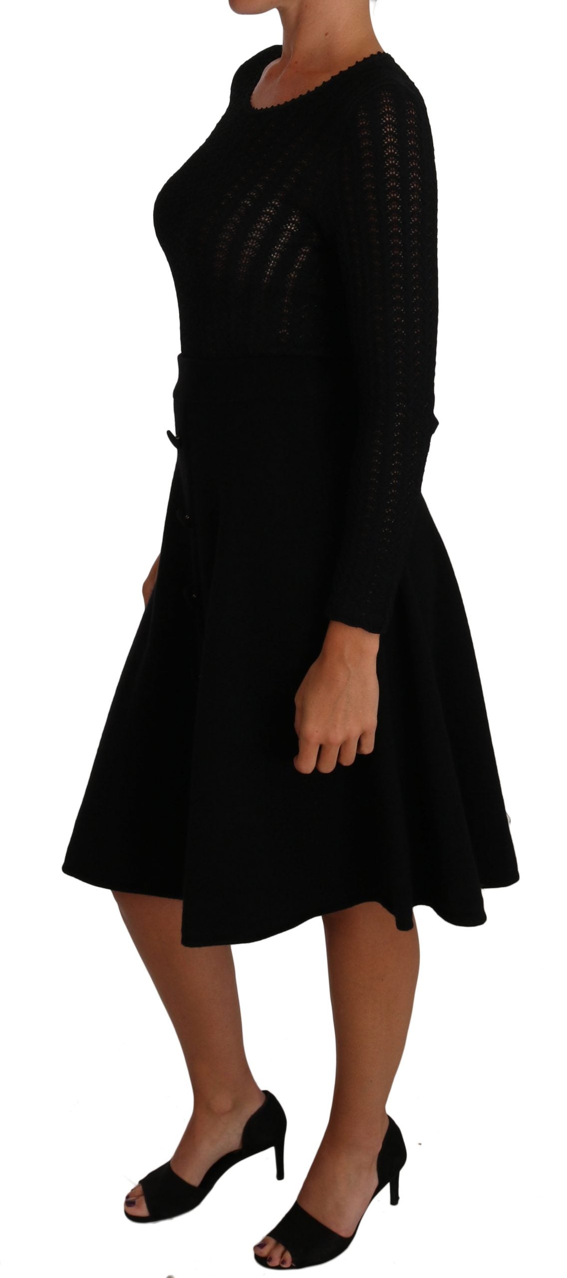 Dolce & Gabbana Black Knitted Wool Sheath Long Sleeves Dress - PreLoved & Luxe
