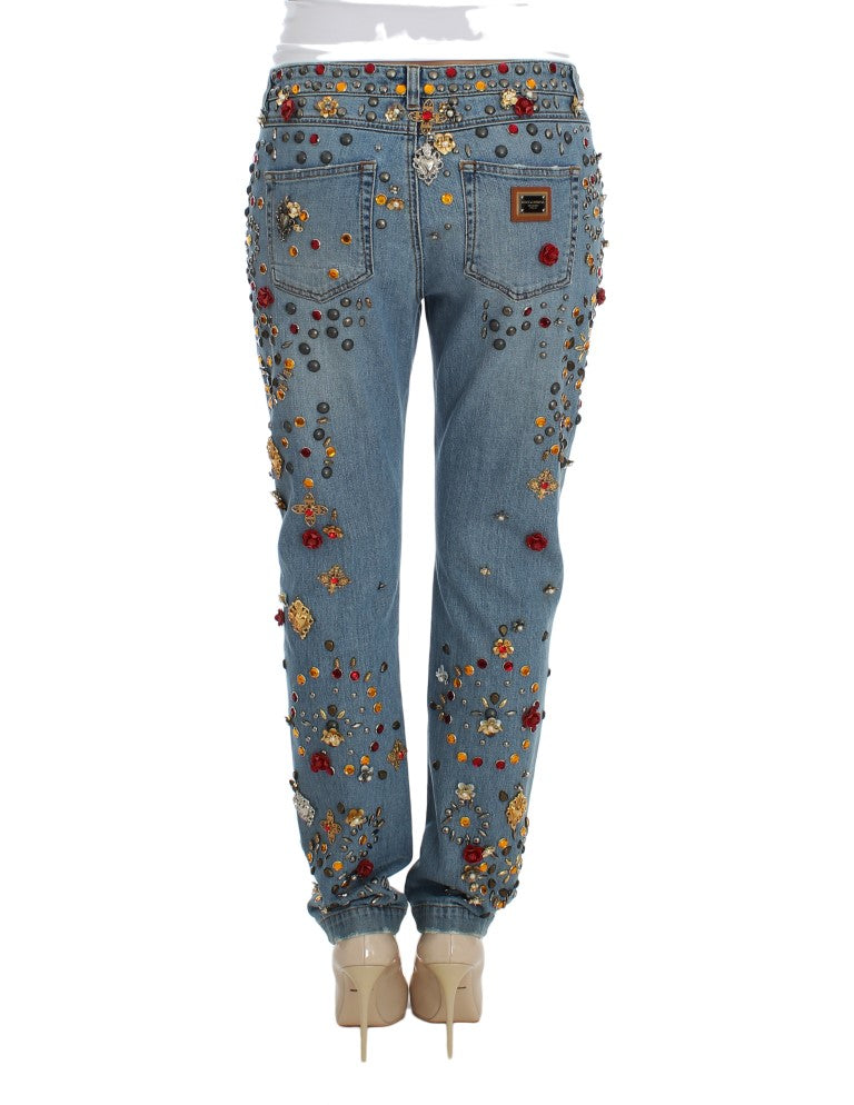 Dolce & Gabbana Crystal Roses Heart Embellished Jeans - PreLoved & Luxe