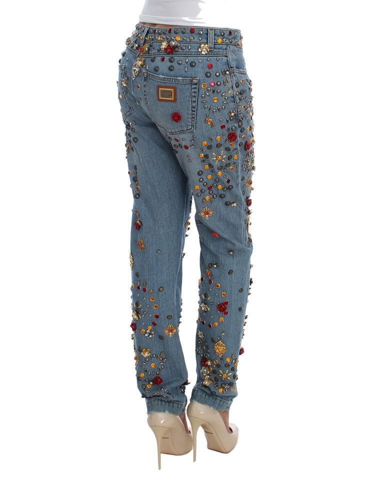 Dolce & Gabbana Crystal Roses Heart Embellished Jeans - PreLoved & Luxe