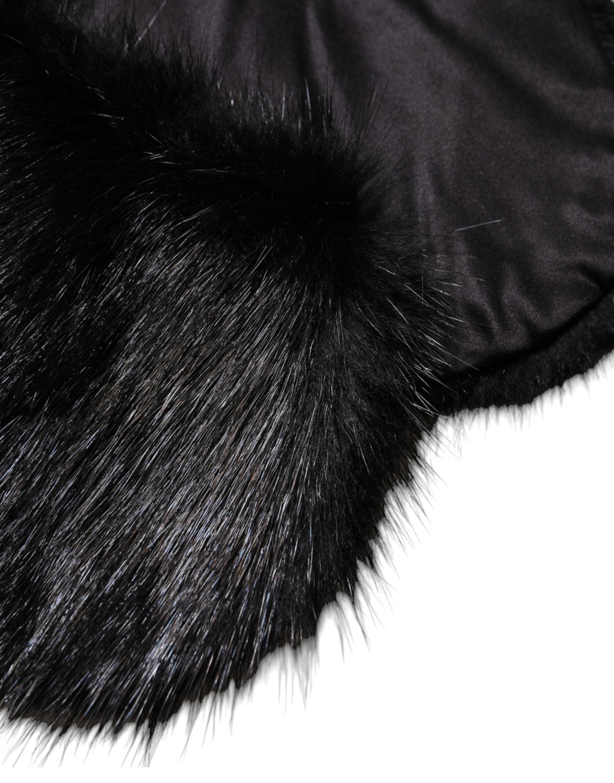 New Dolce & Gabbana Black Fur Shawl Neck Wrap Cover Collar Scarf