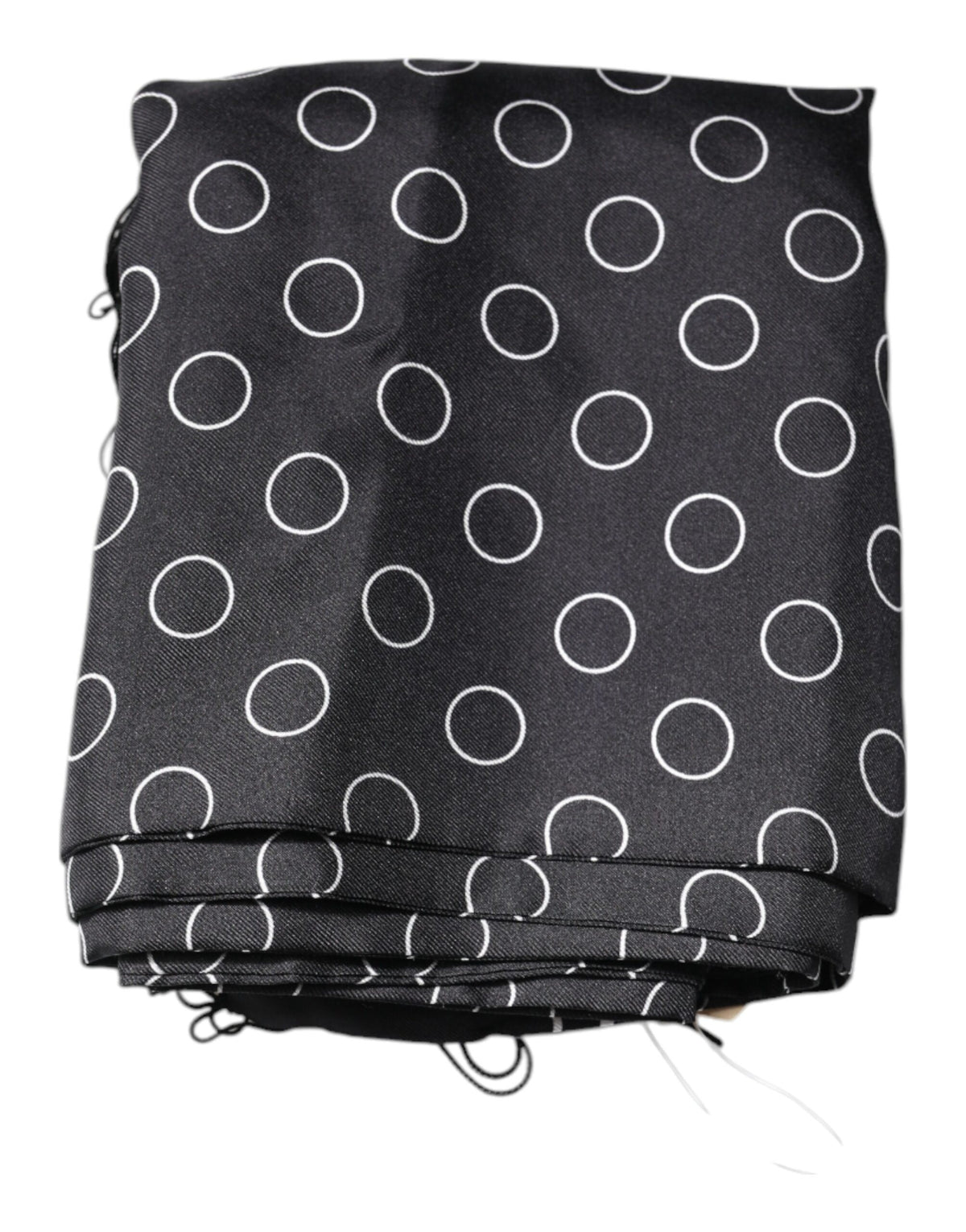 Pre-Owned Dolce & Gabbana Black Circles Silk Fringes Shawl Wrap Scarf Men's - Very Good
