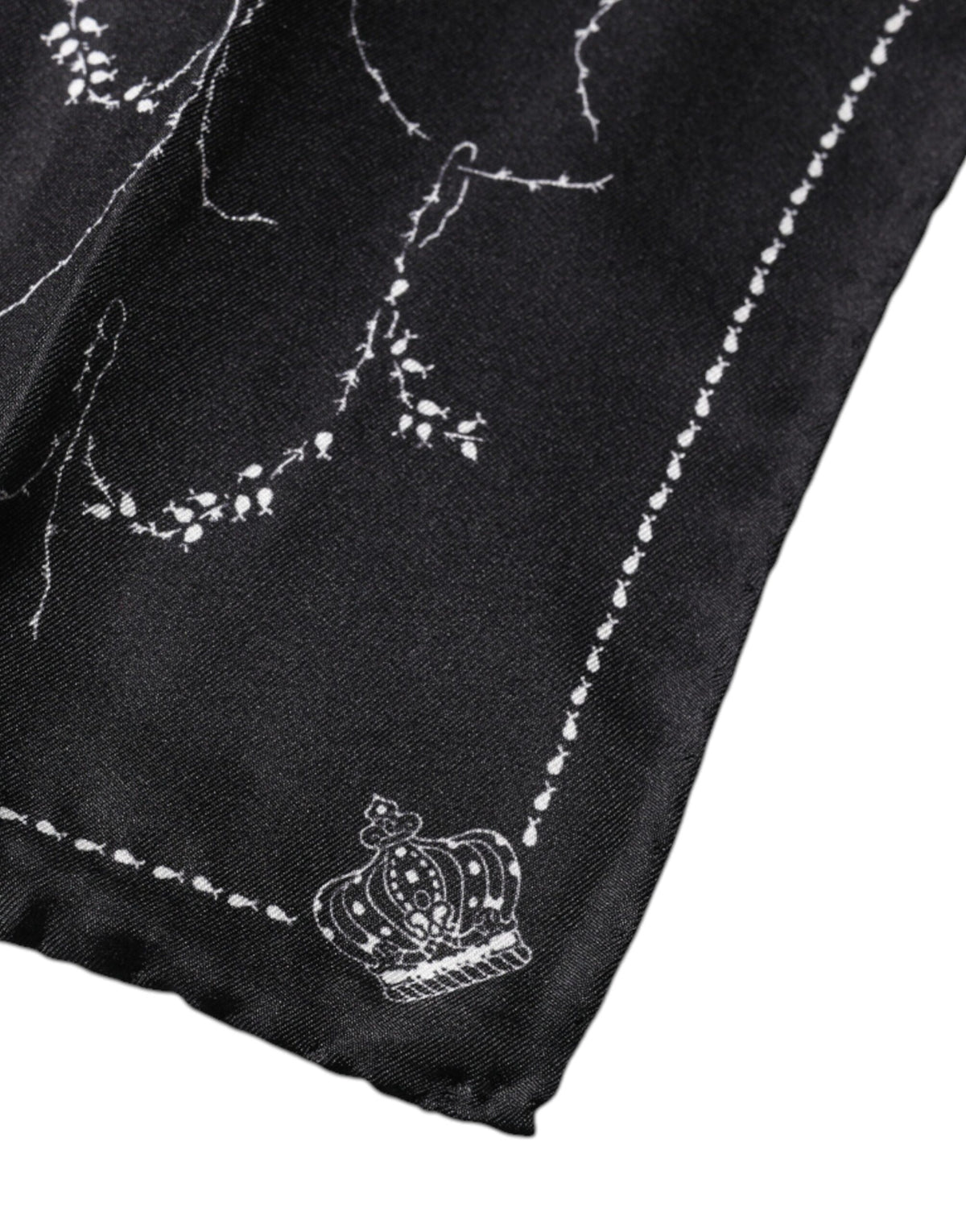 New Dolce & Gabbana Black Patterned Silk Handkerchief Scarf