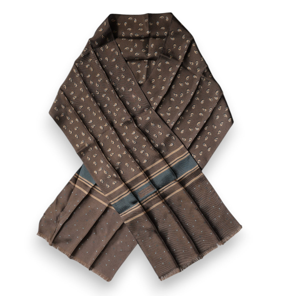 Pre-Owned Dolce & Gabbana Brown Fantasy Silk Neck Wrap Shawl Scarf Men's - Very Good