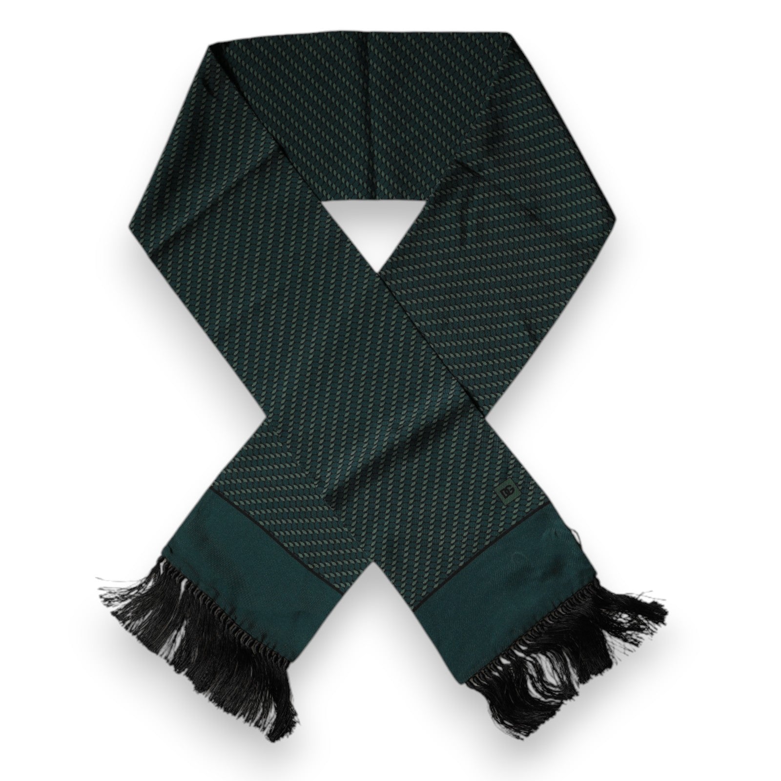 New Dolce & Gabbana Dark Green Fantasy Fringes Neck Wrap Scarf