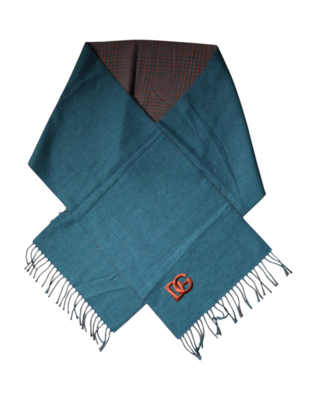New Dolce & Gabbana Blue Green Wool Fringes Wrap Shawl Scarf