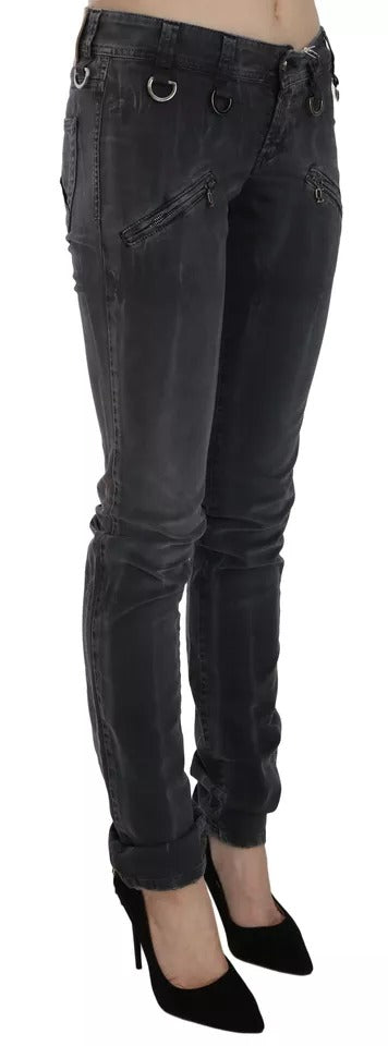 New John Galliano Grey Washed Low Waist Zipper Side Skinny Denim Jeans