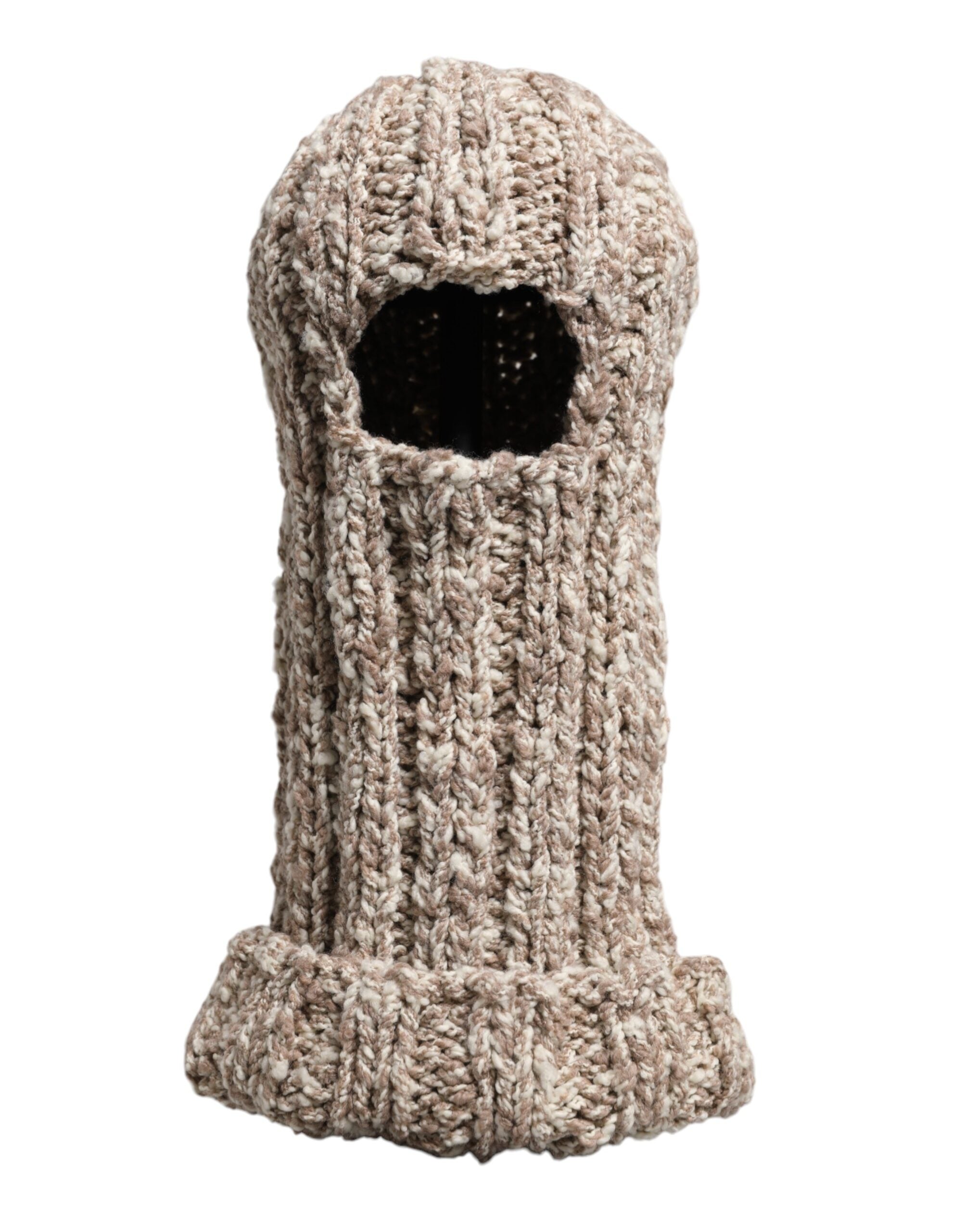 New Dolce & Gabbana Beige Wool Knitted Ski Mask Balaclava Hat