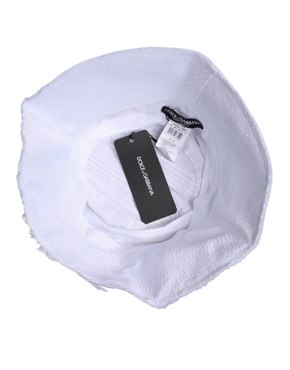 New Dolce & Gabbana White Wide Brim Bucket Hat