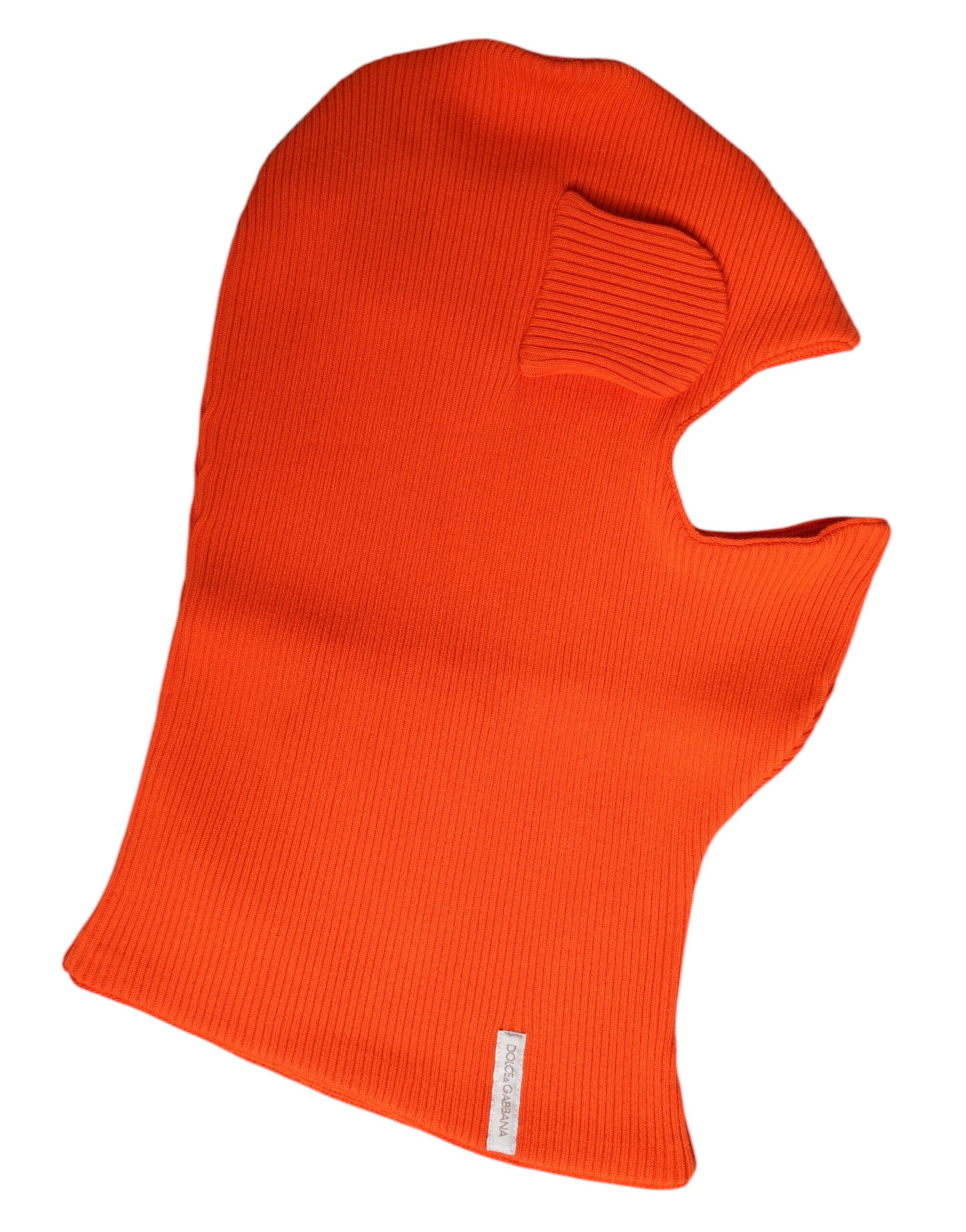 New Dolce & Gabbana Orange Cotton Whole Head Wrap Balaclava Hat
