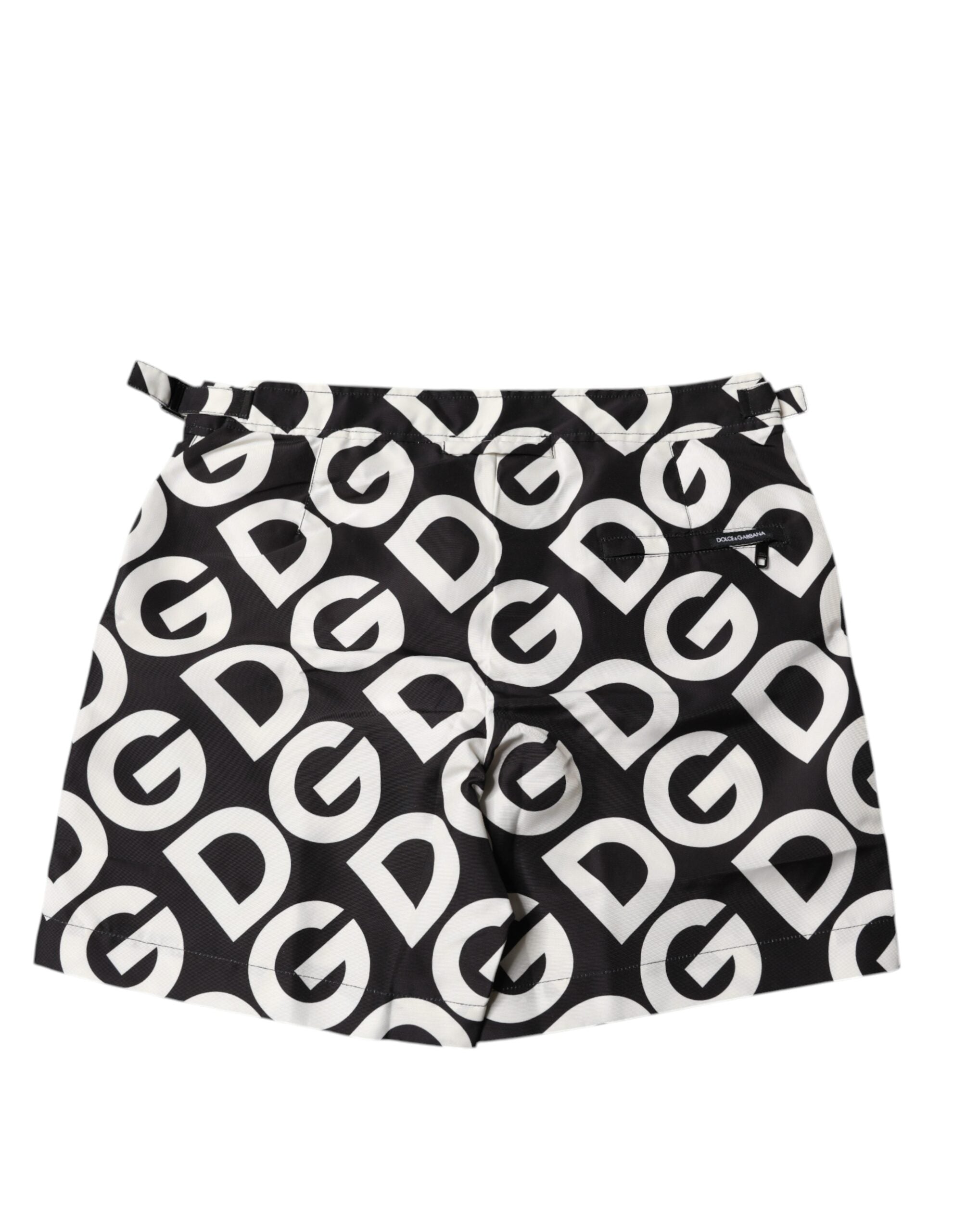 Dolce & Gabbana Black White Logo Beachwear Shorts Swimwear