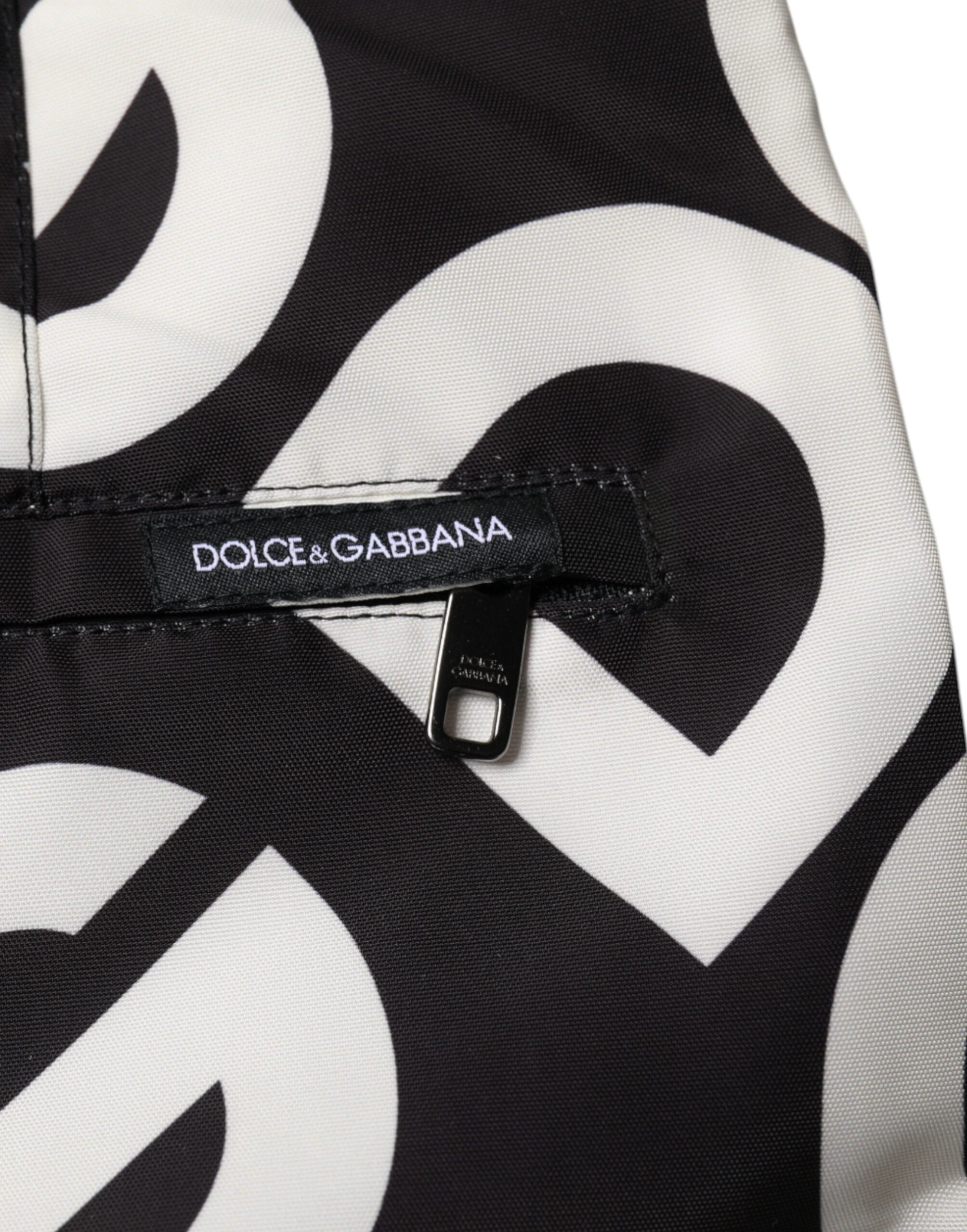 New Dolce & Gabbana Black White Logo Beachwear Shorts Swimwear