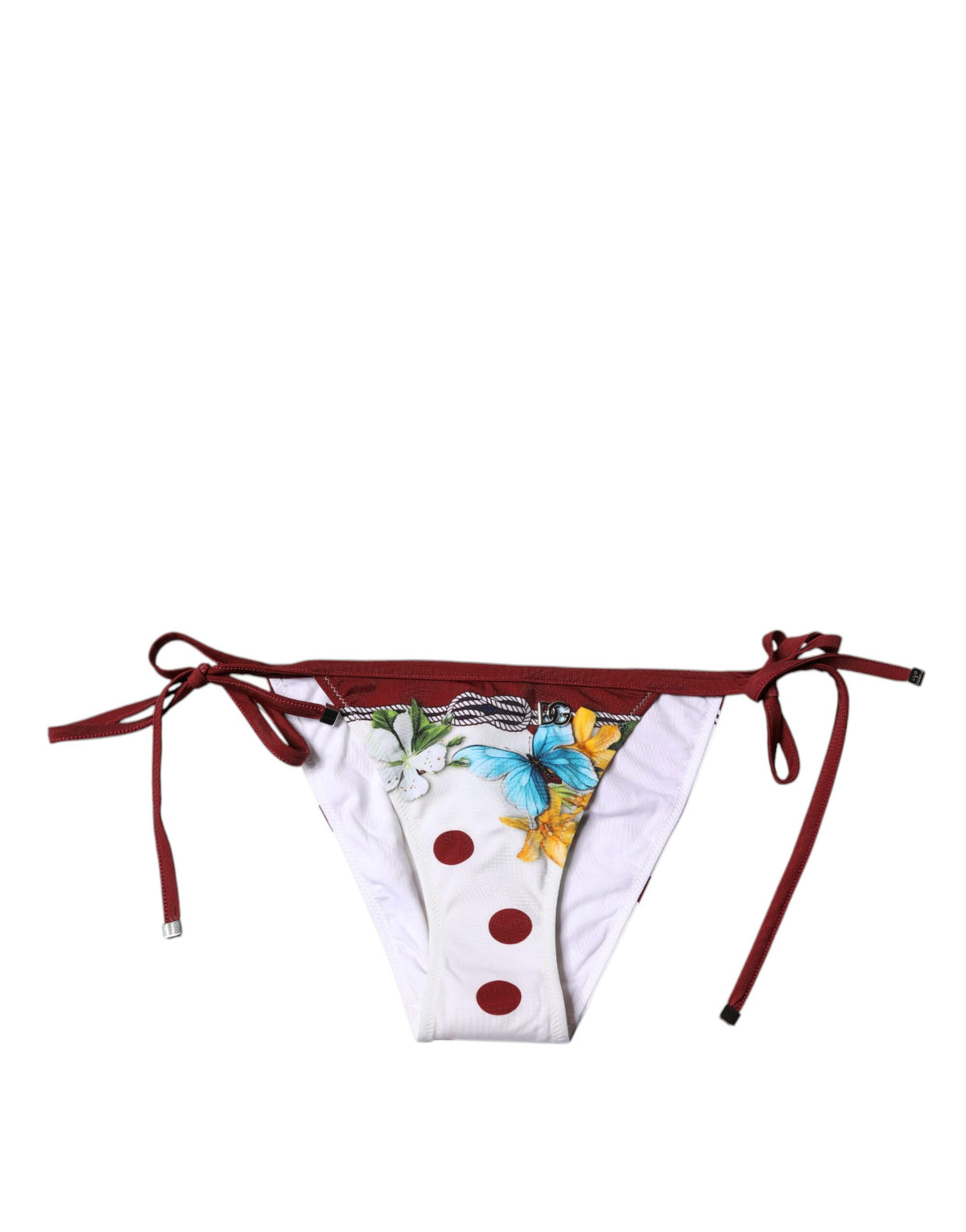New Dolce & Gabbana White Floral Print Swimsuit Bikini Bottom Swimwear