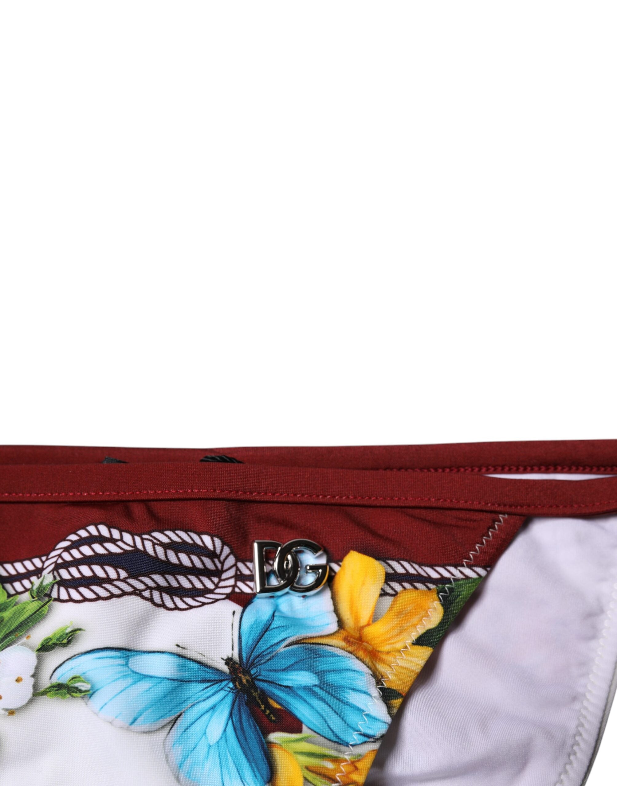 New Dolce & Gabbana White Floral Print Swimsuit Bikini Bottom Swimwear