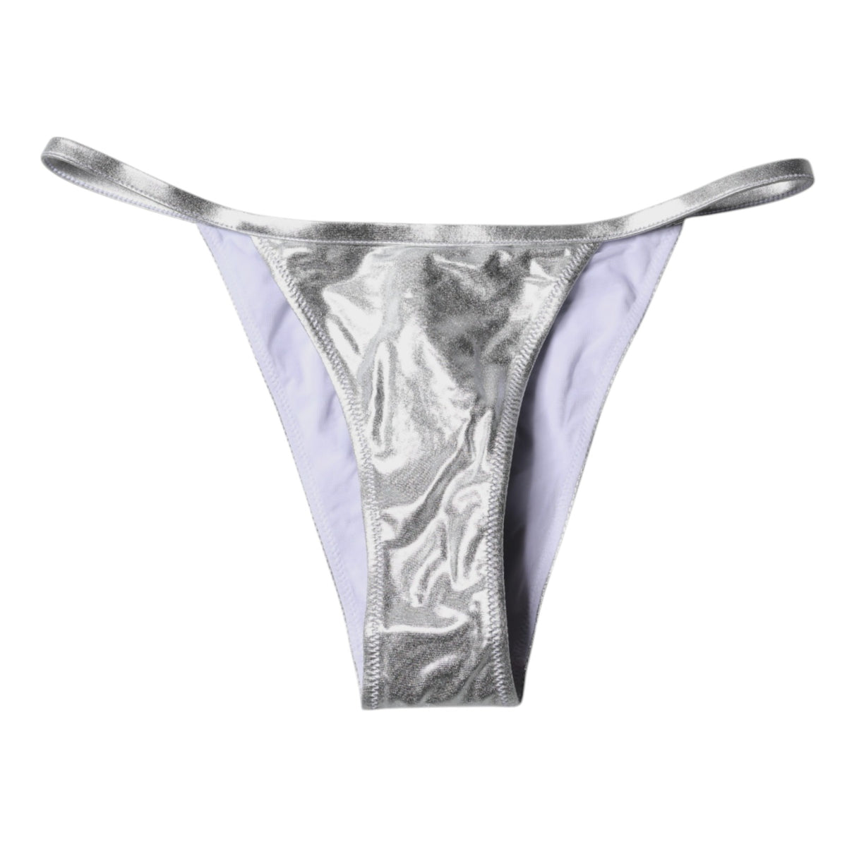 New Dolce & Gabbana Silver Polyester Beachwear Bikini Bottom Swimwear
