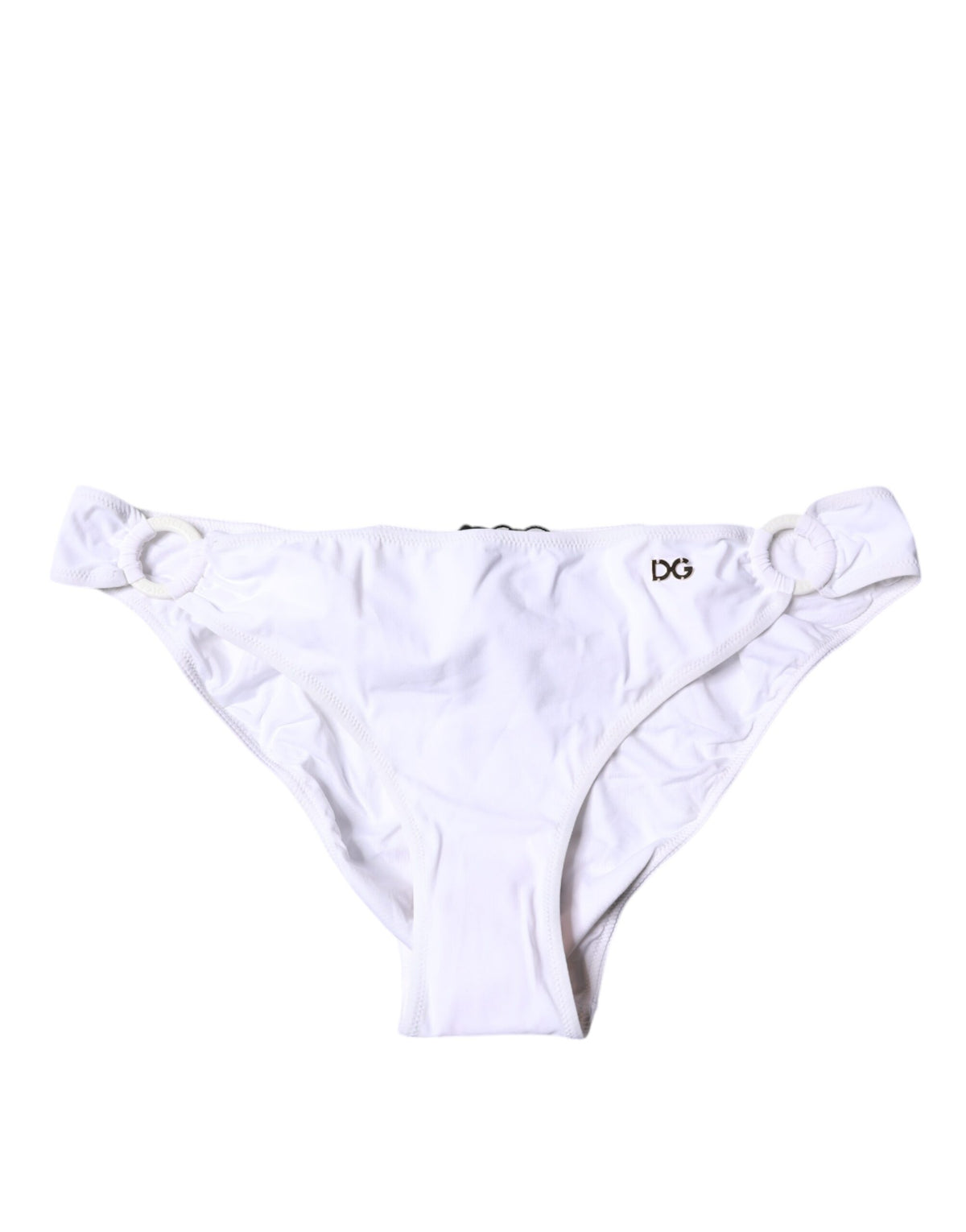 New Dolce & Gabbana White Nylon Beachwear Bikini Bottom Swimwear