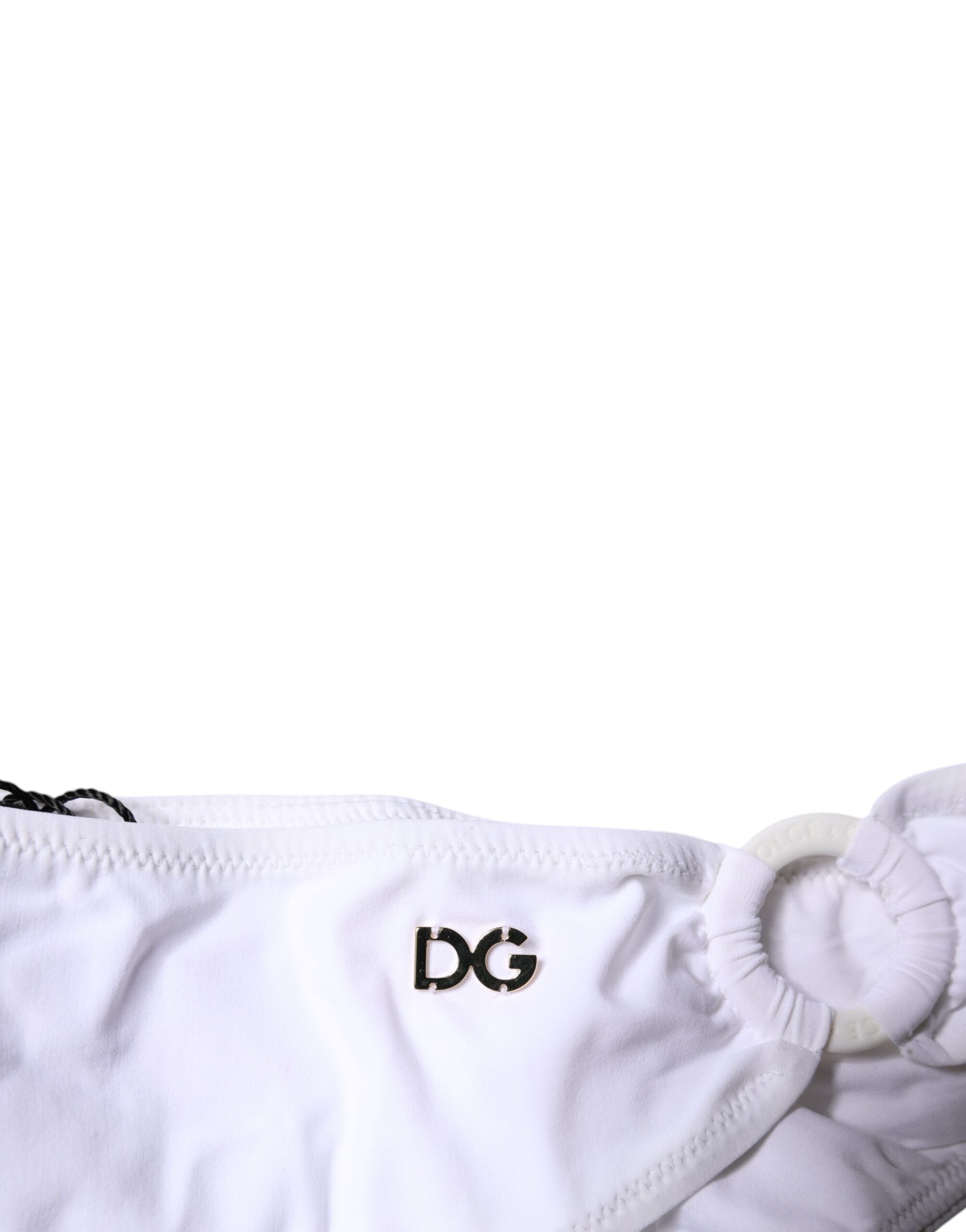 New Dolce & Gabbana White Nylon Beachwear Bikini Bottom Swimwear