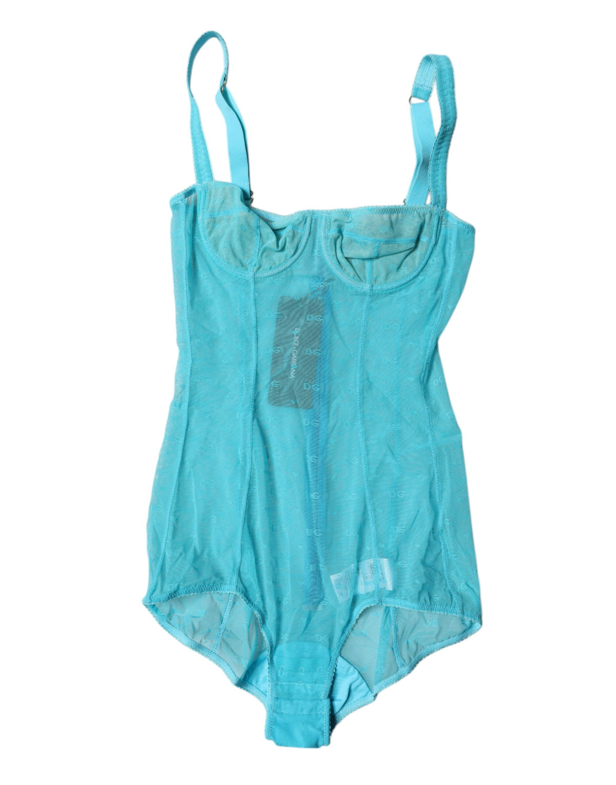 New Dolce & Gabbana Blue Tulle Balconette Bra Bodysuit Underwear