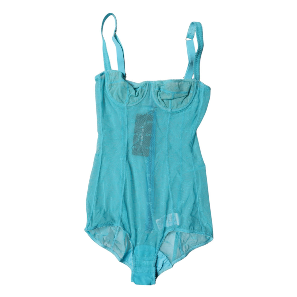New Dolce & Gabbana Blue Tulle Balconette Bra Bodysuit Underwear