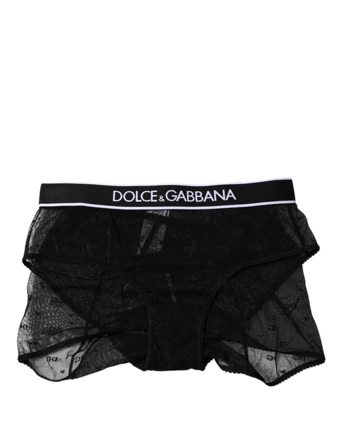 New Dolce & Gabbana Black Tulle Nylon Mid Waist Panty Underwear