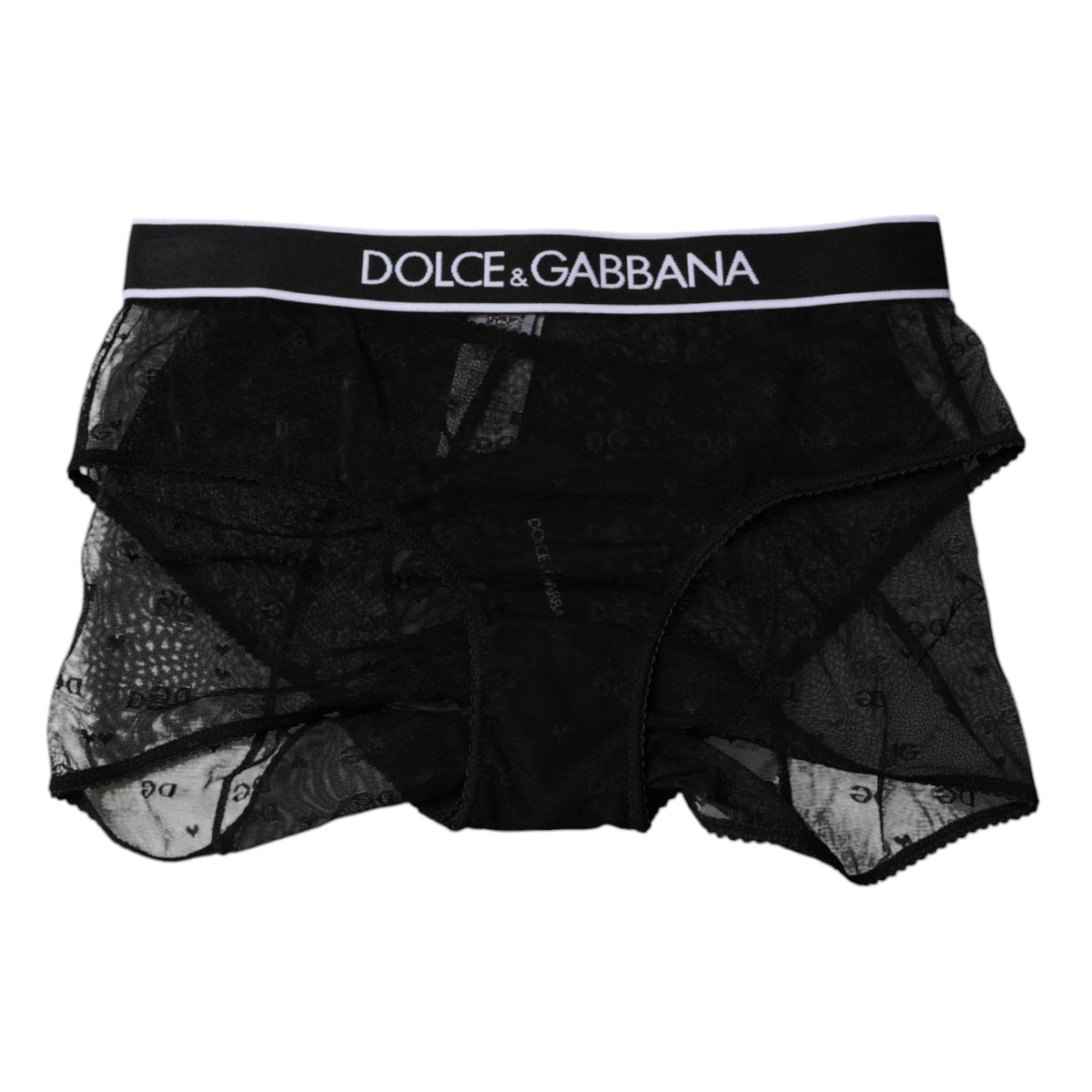 New Dolce & Gabbana Black Tulle Nylon Mid Waist Panty Underwear
