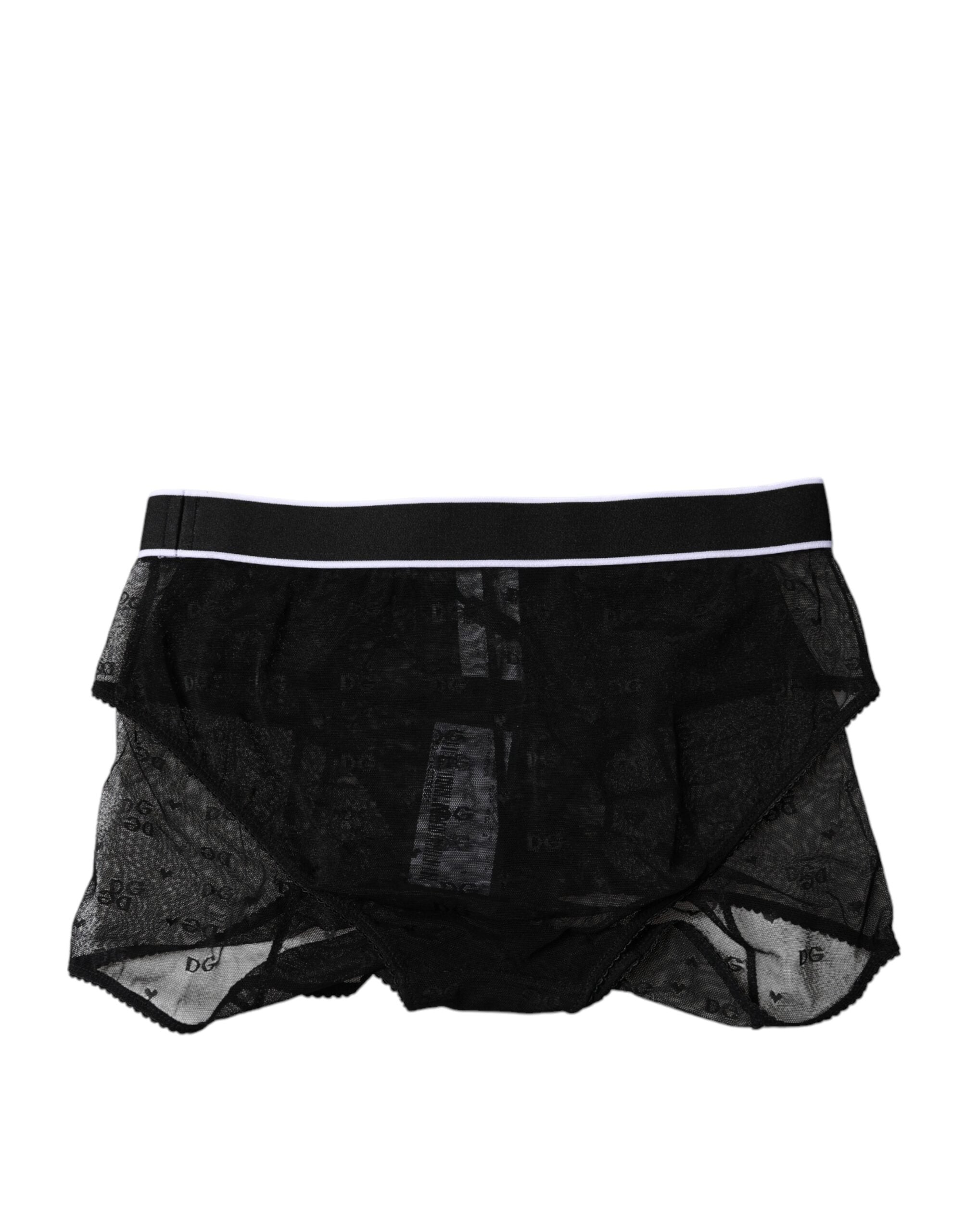 New Dolce & Gabbana Black Tulle Nylon Mid Waist Panty Underwear