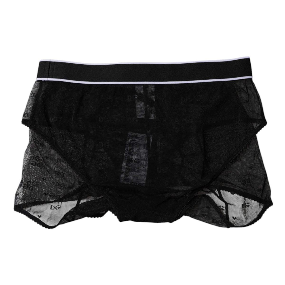 New Dolce & Gabbana Black Tulle Nylon Mid Waist Panty Underwear