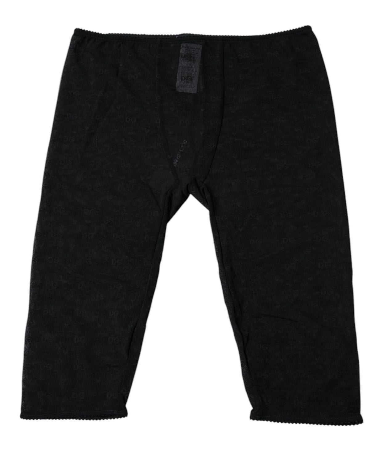 New Dolce & Gabbana Black Logo Lace Lingerie Cropped Tight Underwear