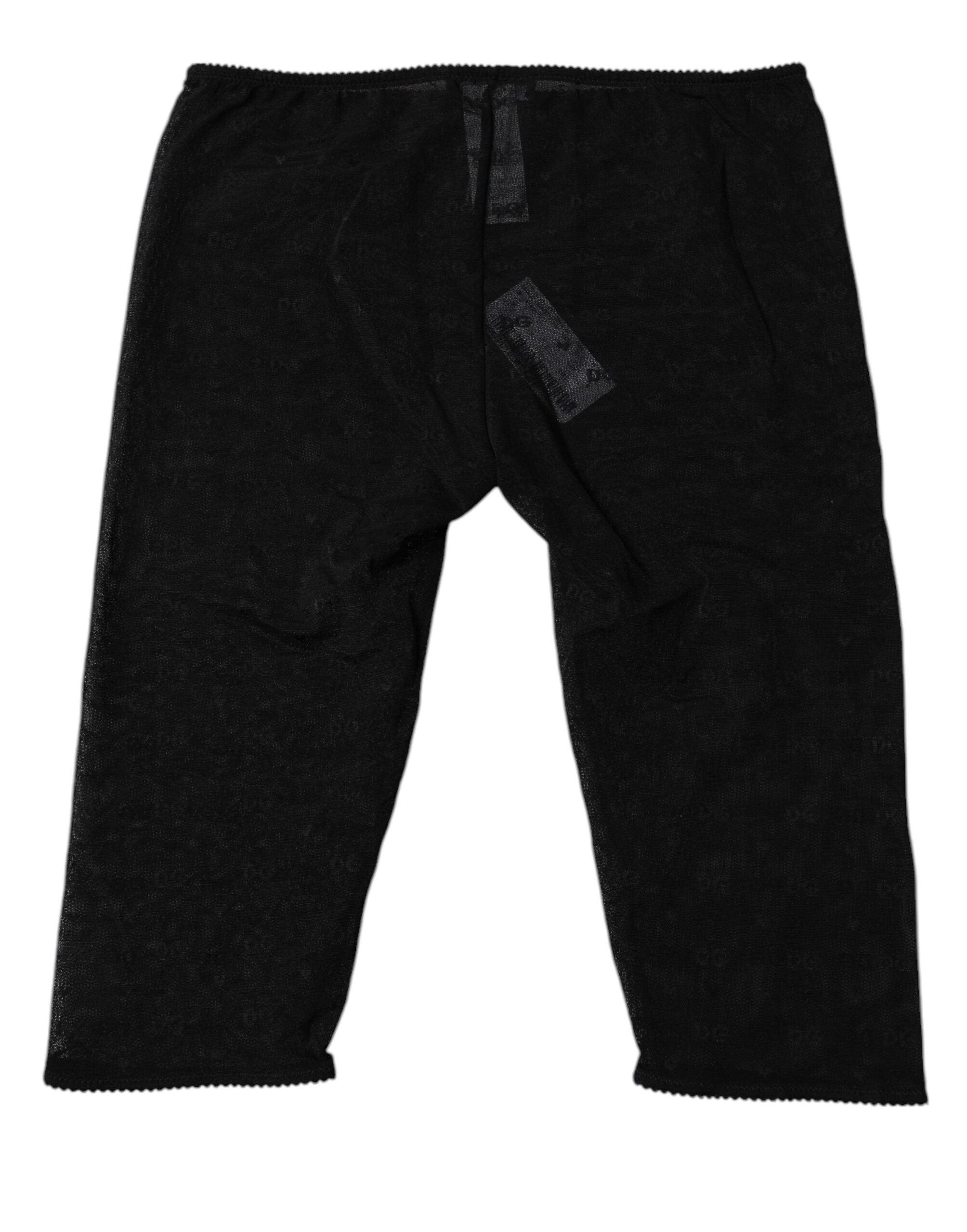 New Dolce & Gabbana Black Logo Lace Lingerie Cropped Tight Underwear