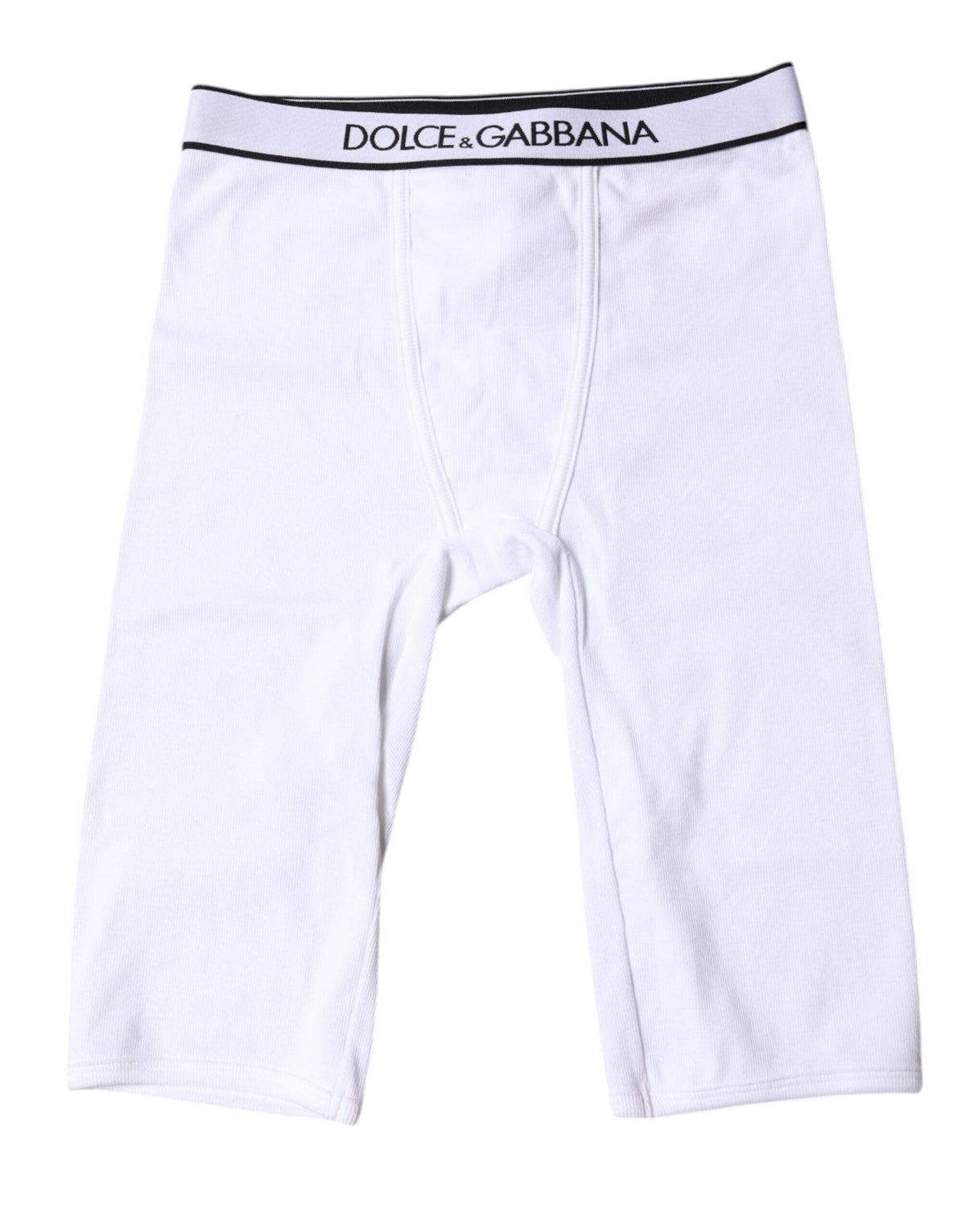 New Dolce & Gabbana White Logo Cotton Cropped Tights Underwear