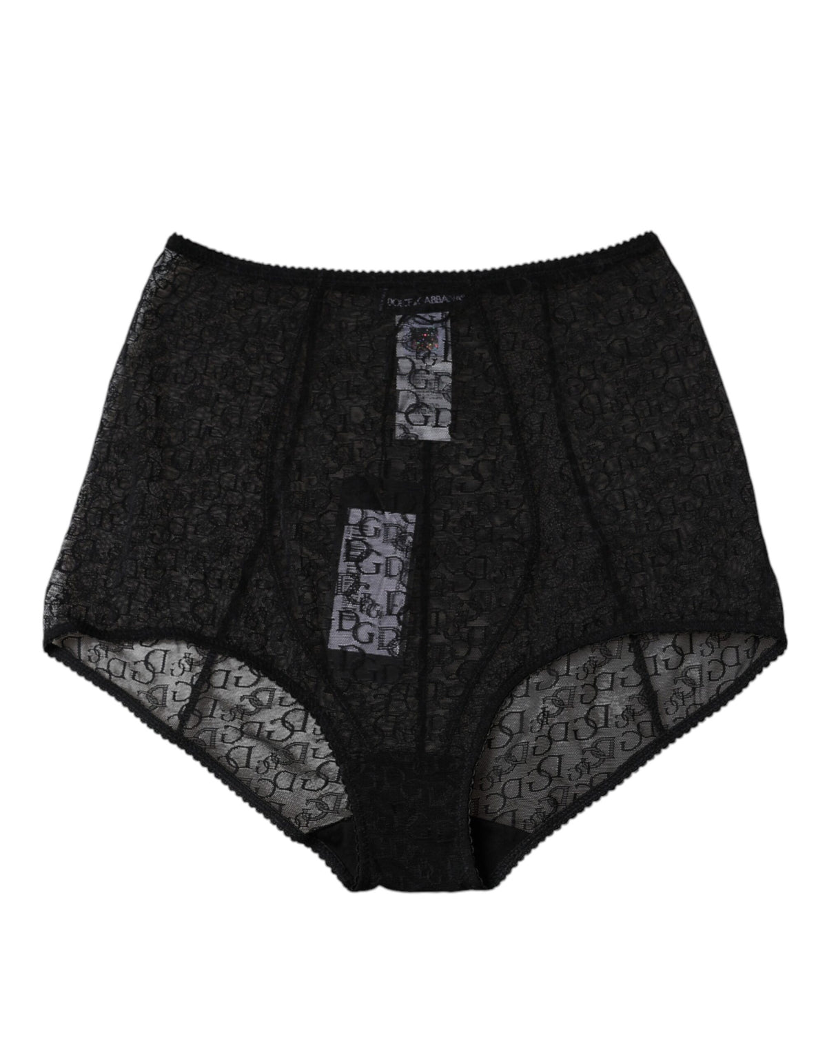 New Dolce & Gabbana Black Logo Girdle High Waist Panty Underwear