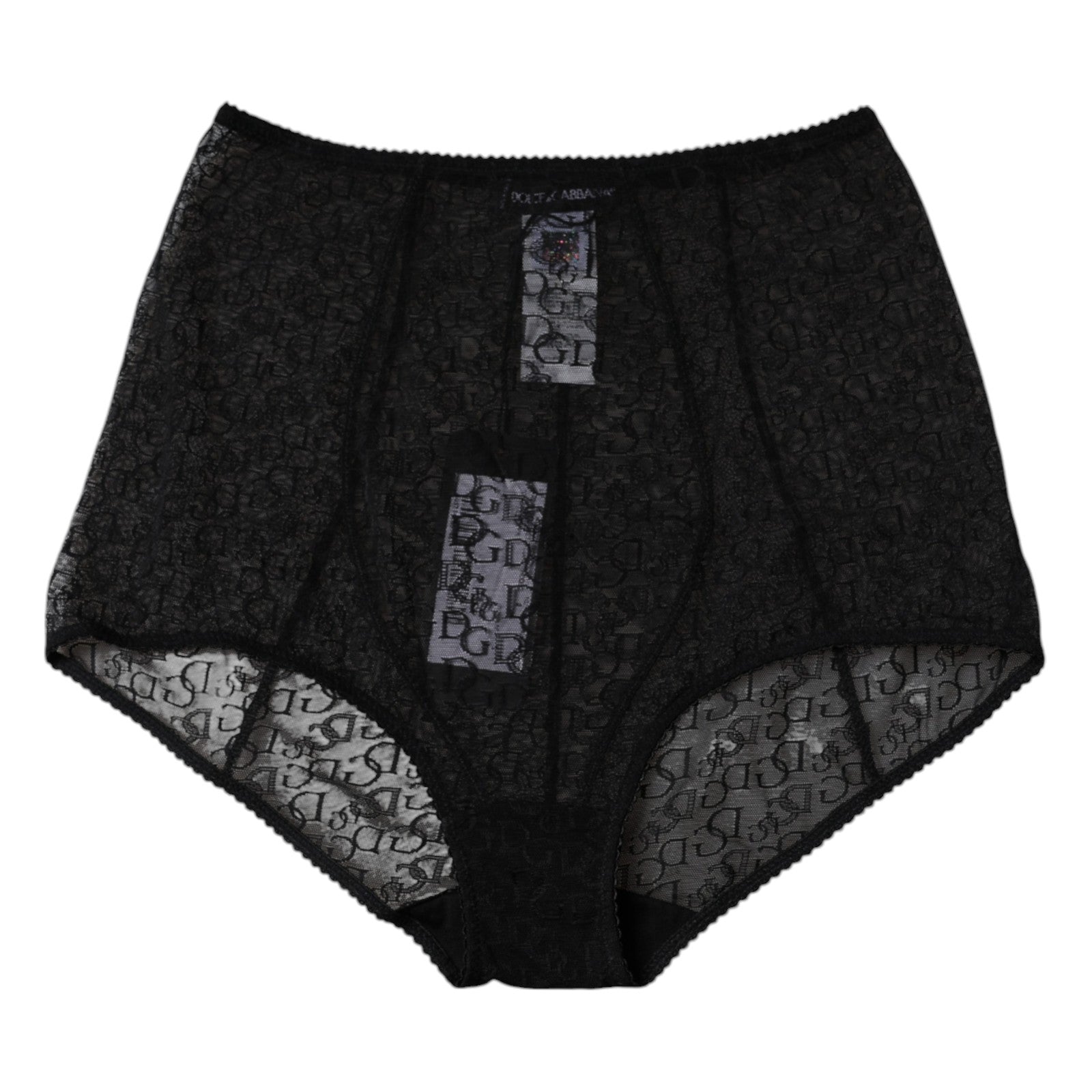 New Dolce & Gabbana Black Logo Girdle High Waist Panty Underwear
