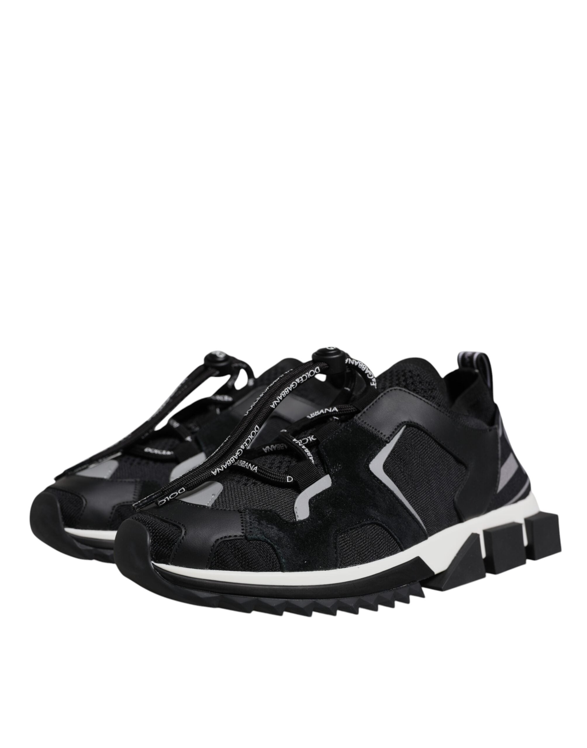 New Dolce & Gabbana Black Mesh Sorrento Trekking Sneakers Shoes