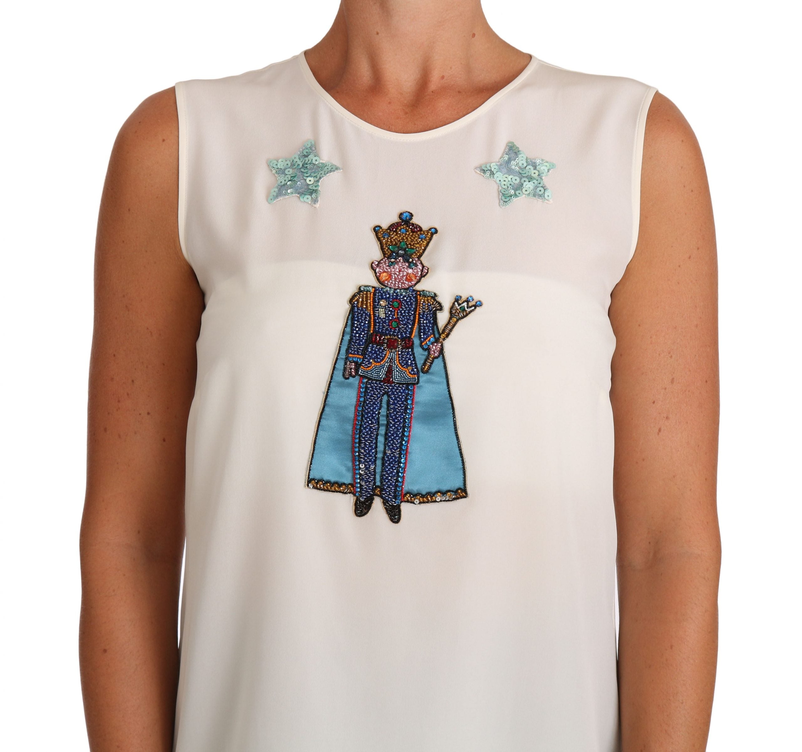 Dolce & Gabbana White Silk Crystal Sequined Fairy T-shirt - PreLoved & Luxe