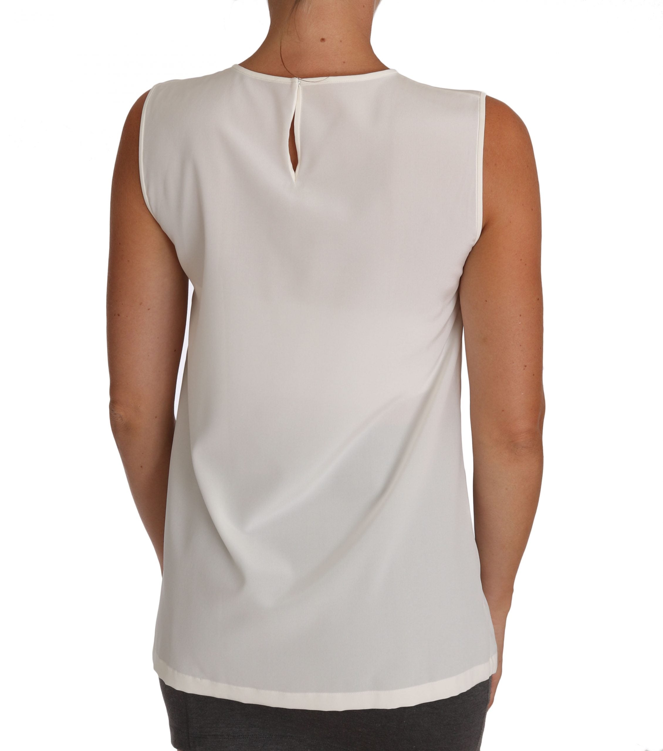 Dolce & Gabbana White Silk Embellished Crystal Sequin Fairy Top - PreLoved & Luxe