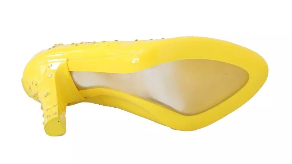 New Dolce & Gabbana Yellow Crystal Heels CINDERELLA Shoes