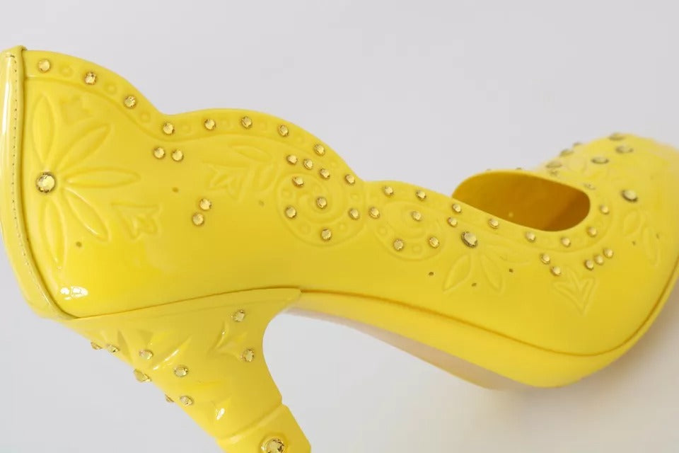 New Dolce & Gabbana Yellow Crystal Heels CINDERELLA Shoes