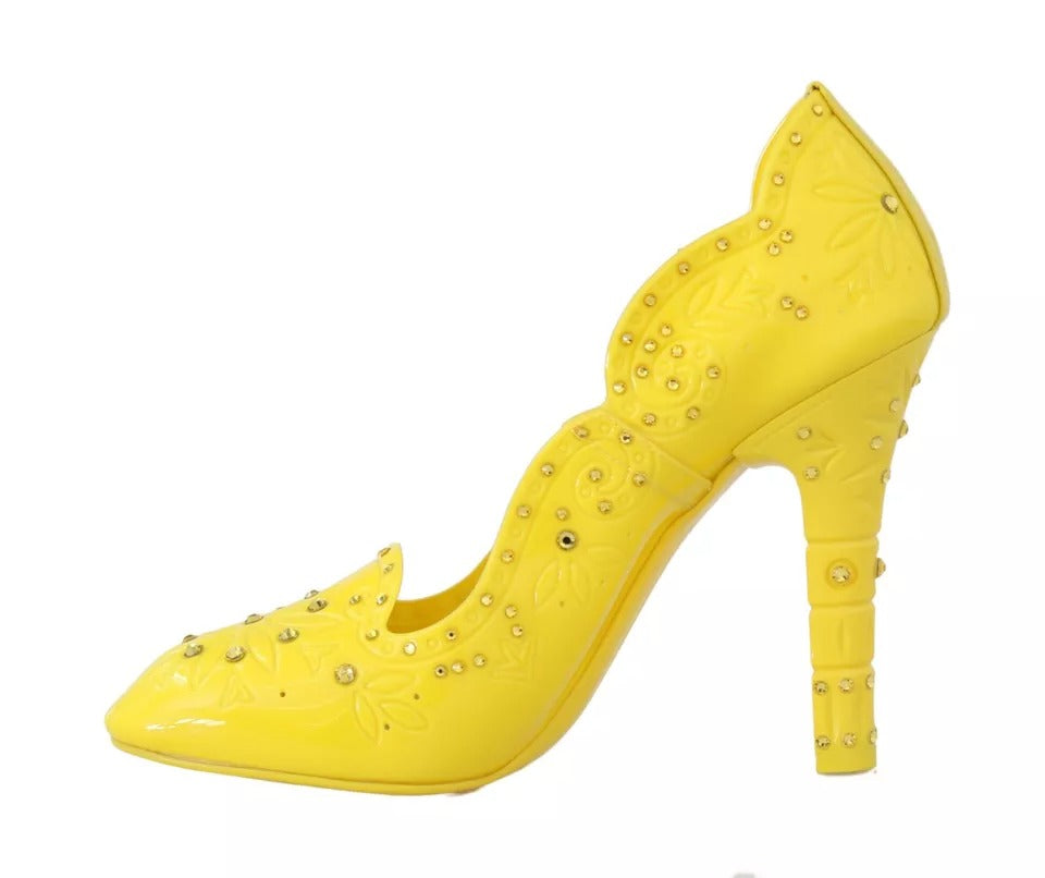 New Dolce & Gabbana Yellow Crystal Heels CINDERELLA Shoes