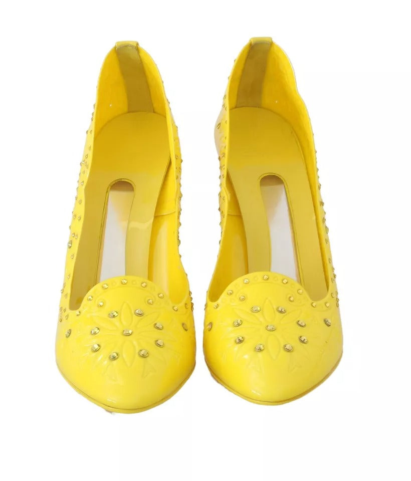 New Dolce & Gabbana Yellow Crystal Heels CINDERELLA Shoes