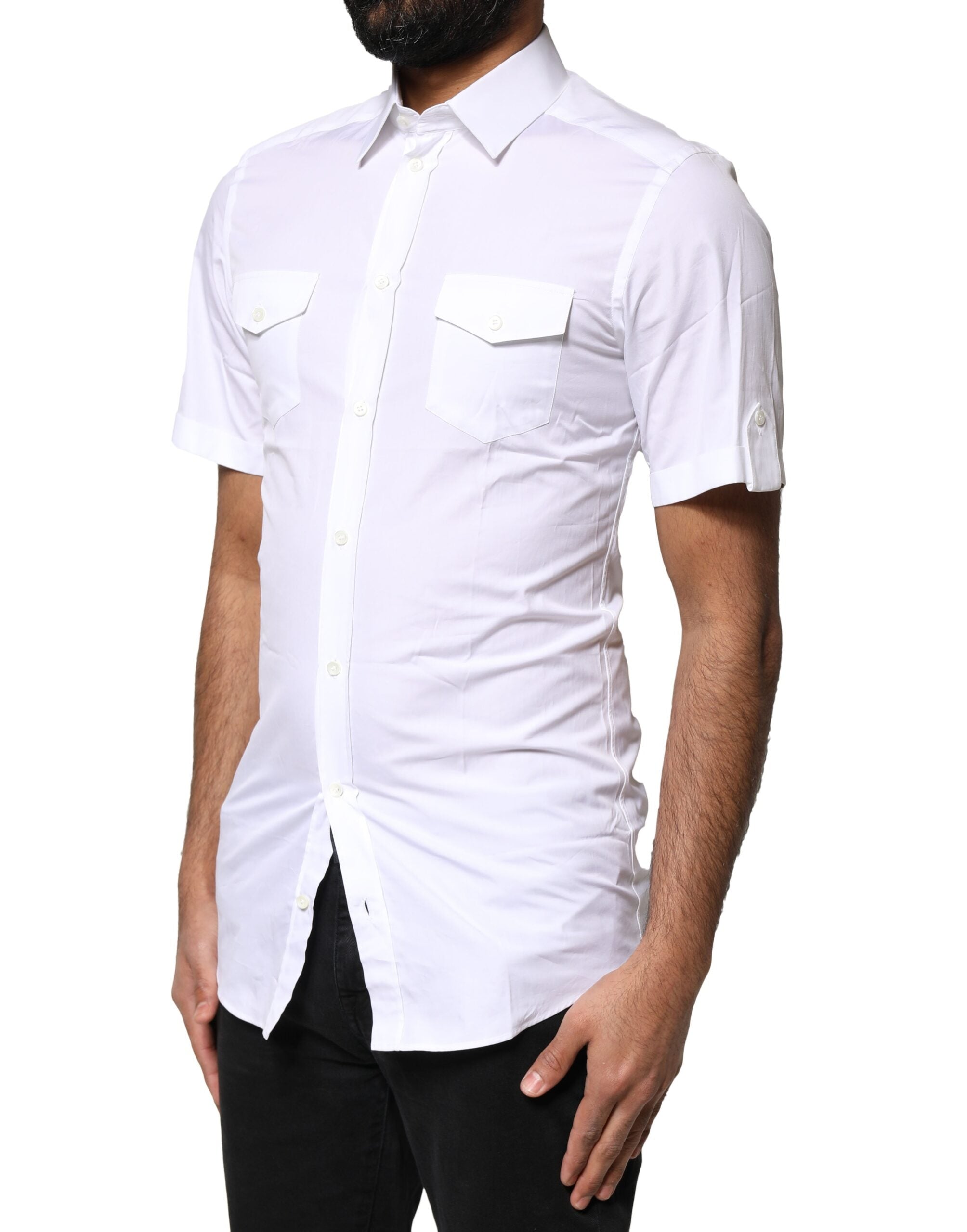 Dolce & Gabbana White GOLD Button Down Casual Men Polo Shirt