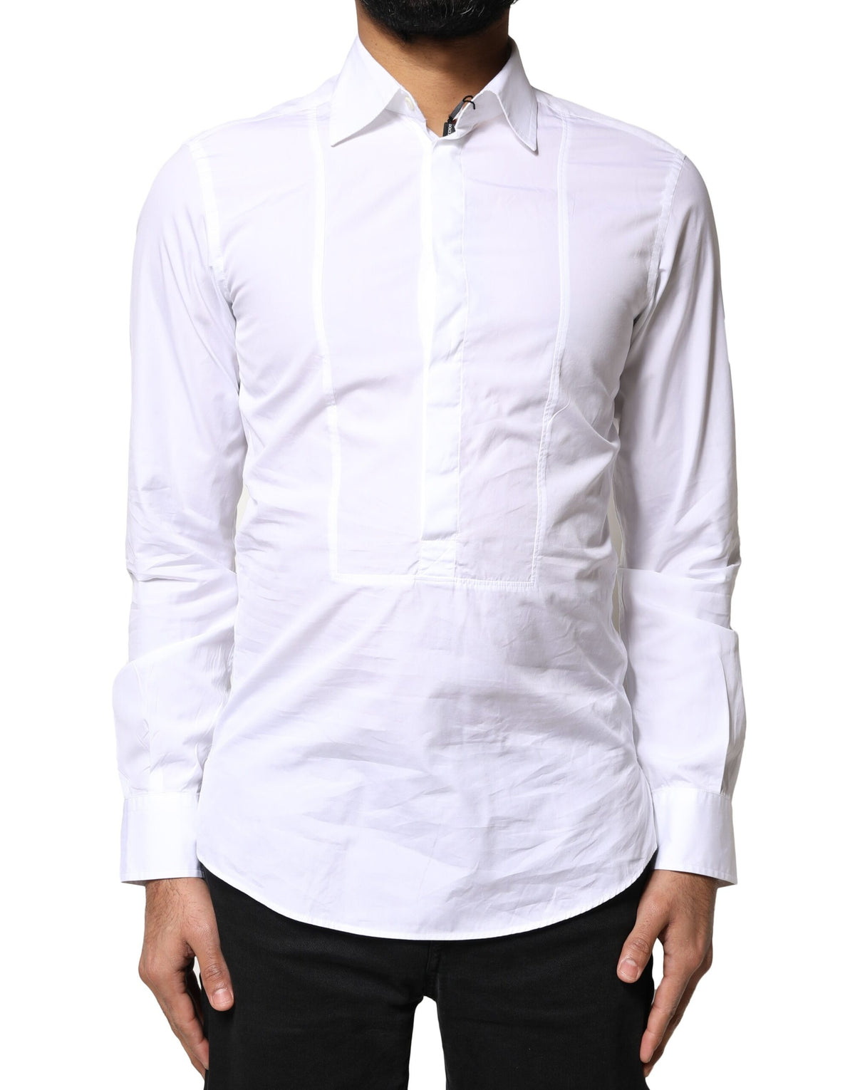 New Dolce & Gabbana White Cotton Long Sleeves Formal Dress Shirt
