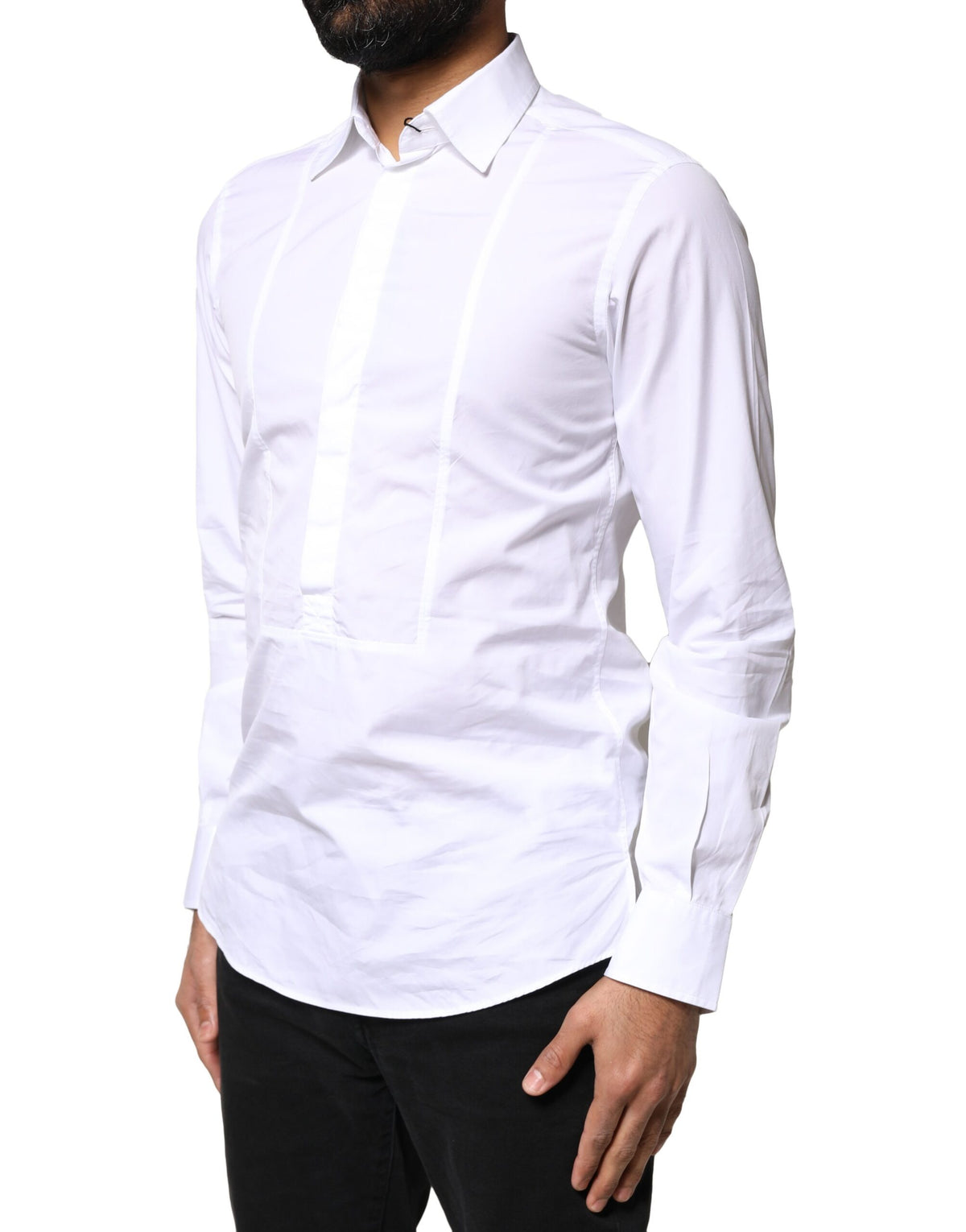 New Dolce & Gabbana White Cotton Long Sleeves Formal Dress Shirt