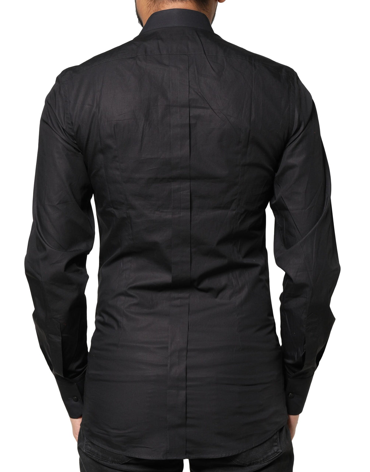 New Dolce & Gabbana Black GOLD Cross Embellished Men Dress Shirt