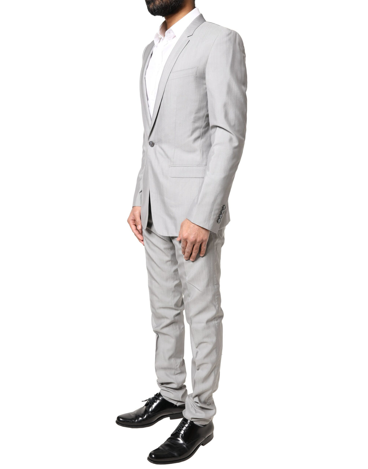 New Dolce & Gabbana Light Gray Wool GOLD 2 Piece Formal Suit